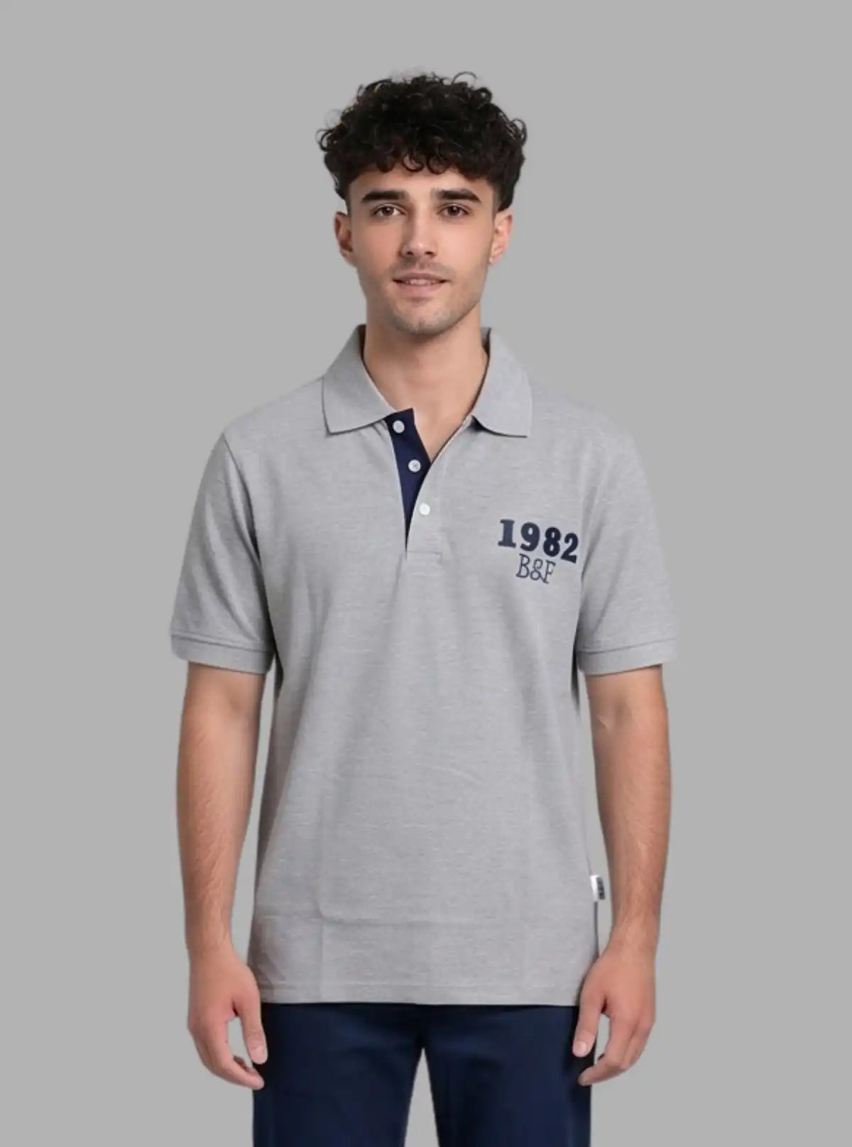Grey Melange Chest Embroidery Polo T-Shirt for Men – Boer and Fitch