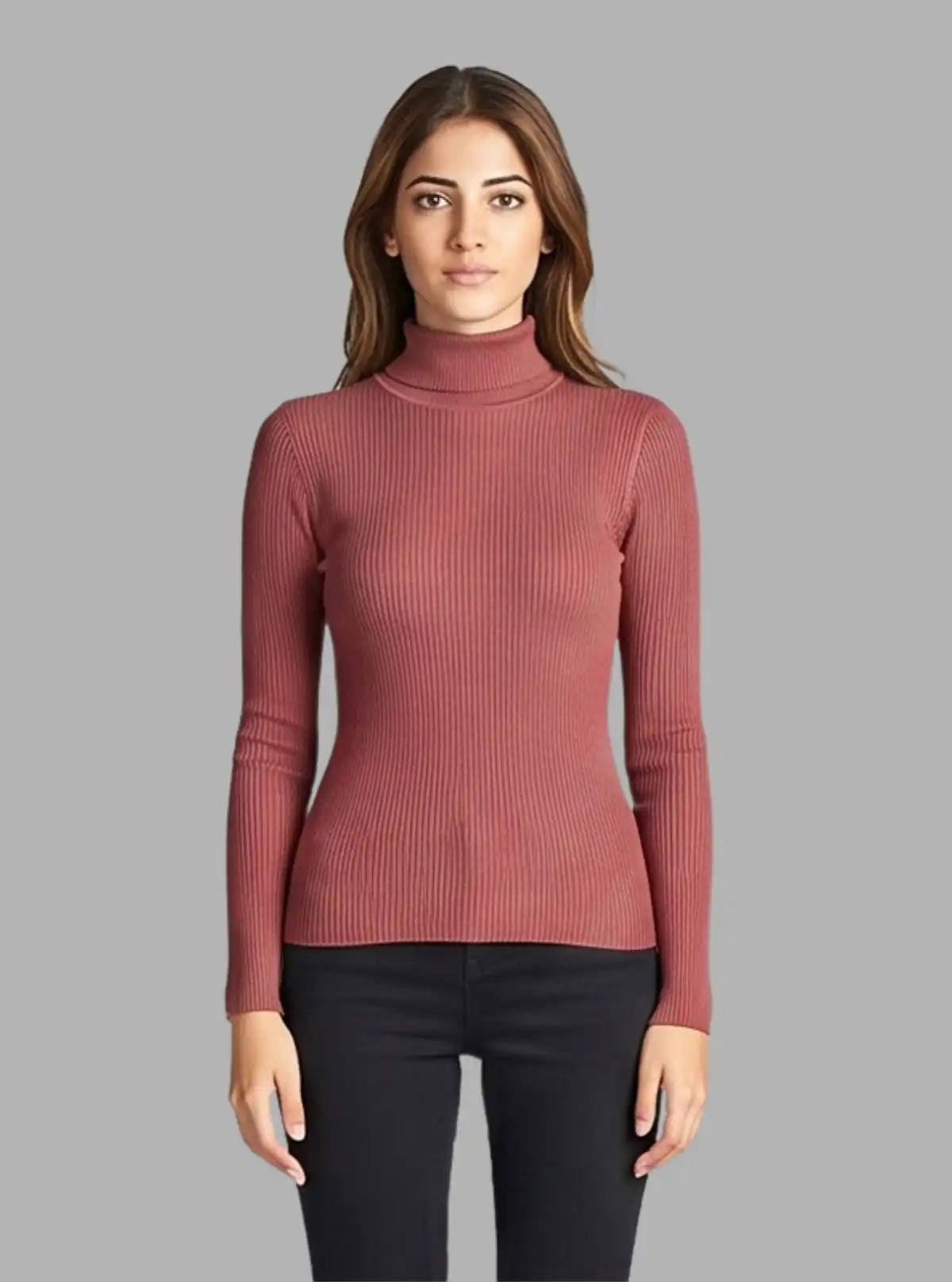 Women’s Dusted Red Turtle Neck Top – Stylish & Comfortable | Boer & Fitch