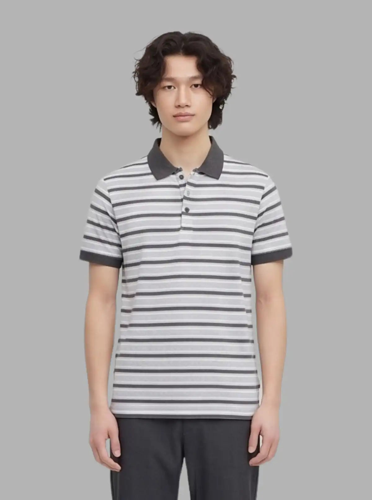 Grey Melange Striped Polo T-Shirt for Men – Boer and Fitch