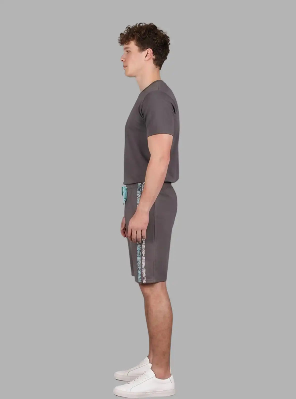 Grey Printed Fleece Shorts for Men – Casual Comfort Wear by Boer and Fitch