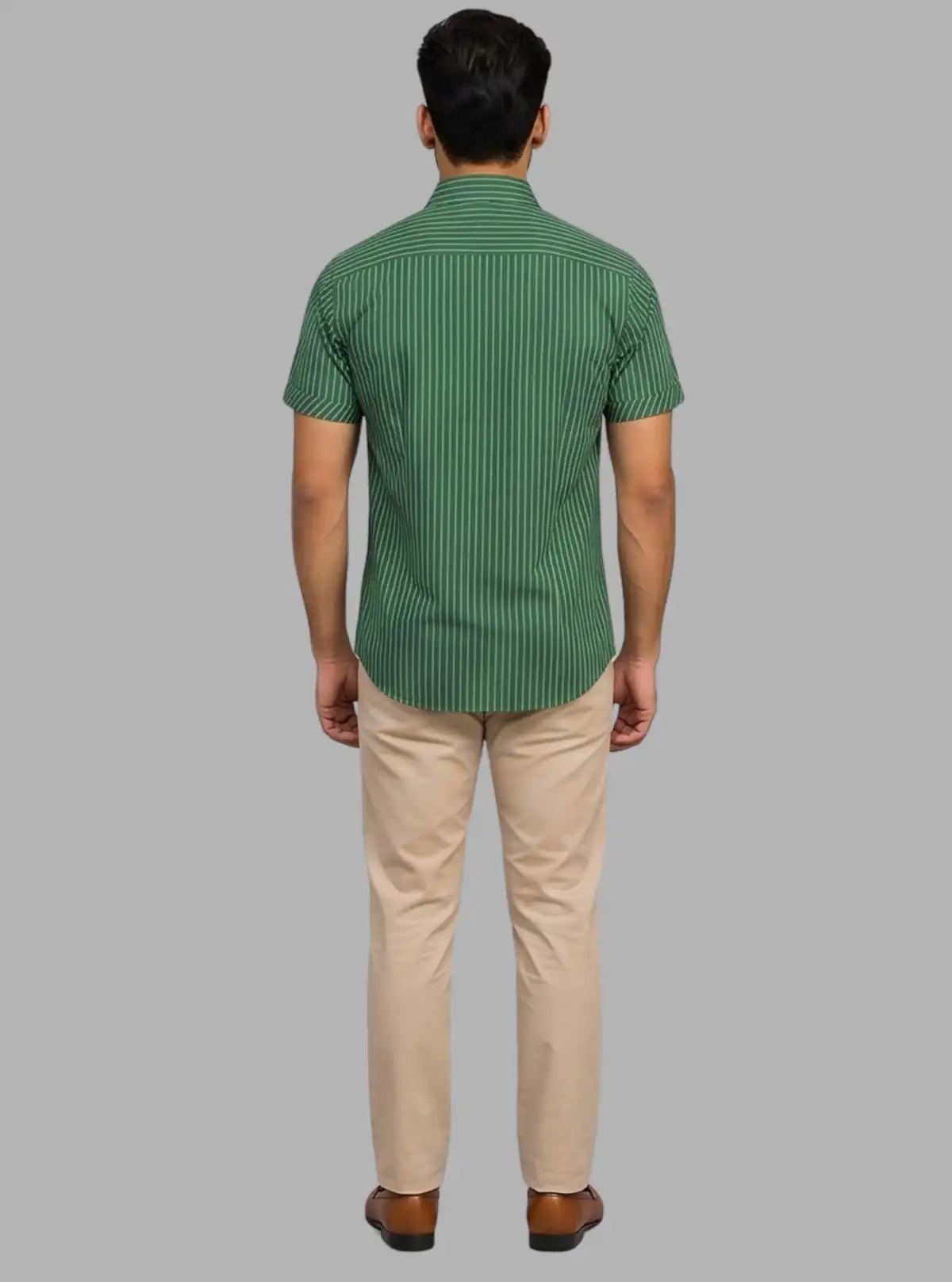Green Micro Checked Half Sleeve Shirt for Men – Casual Style by Boer and Fitch