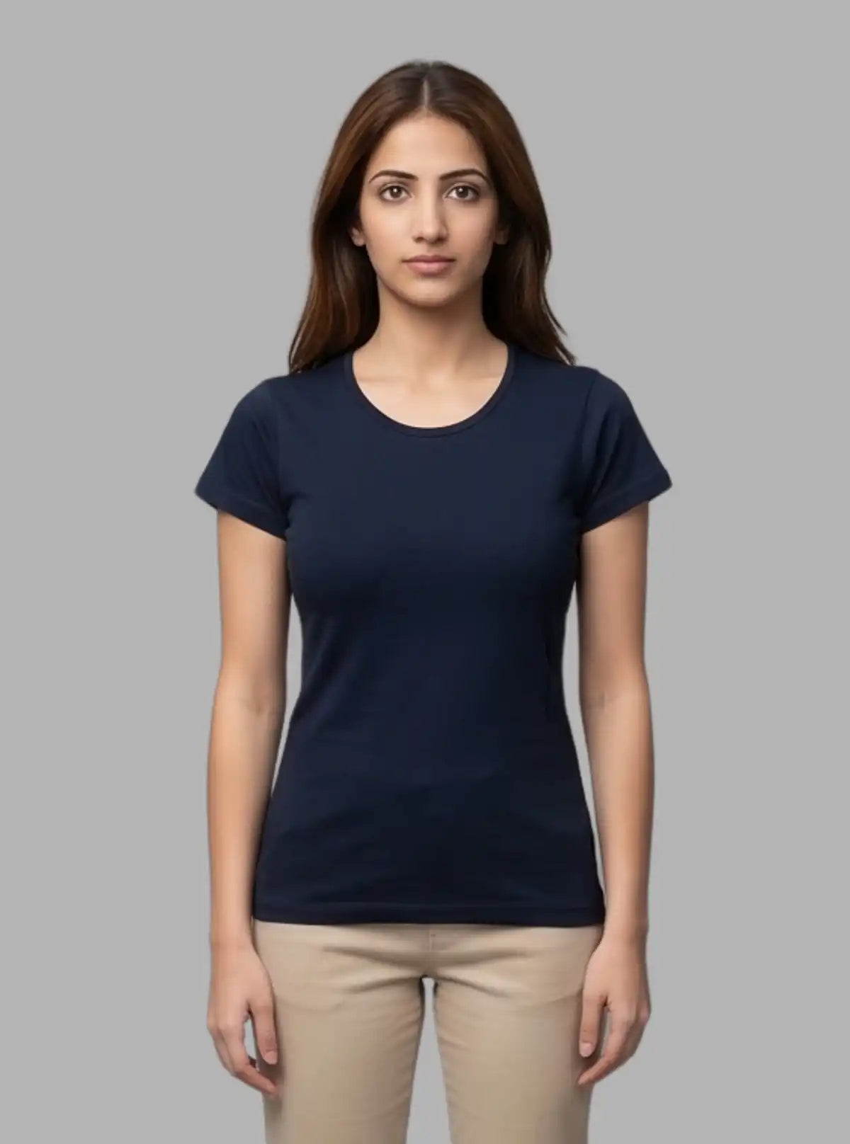 Women's Navy Crew Neck Cotton Jersey Short Sleeve T-Shirt by Boer and Fitch