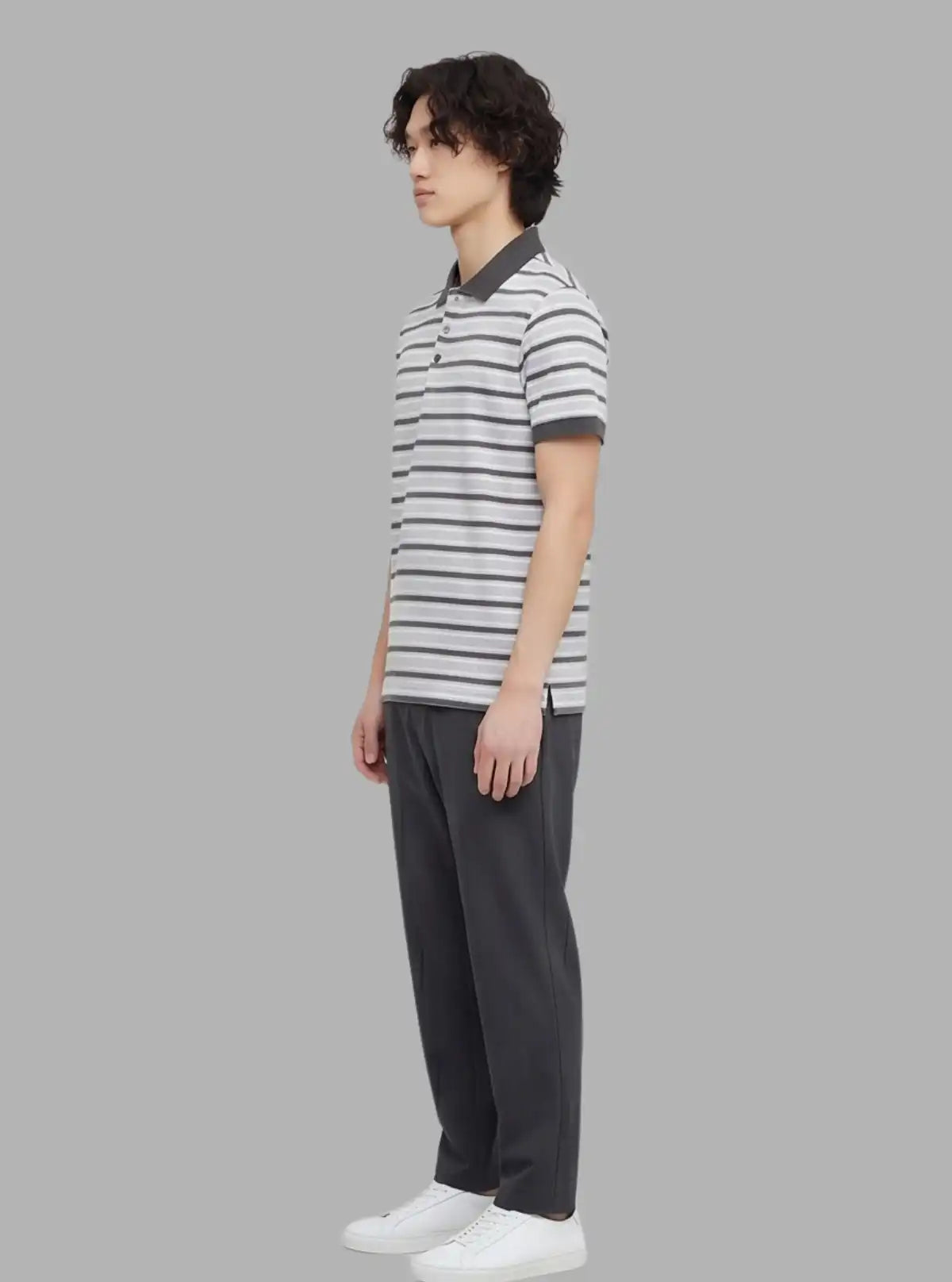 Grey Melange Striped Polo T-Shirt for Men – Boer and Fitch
