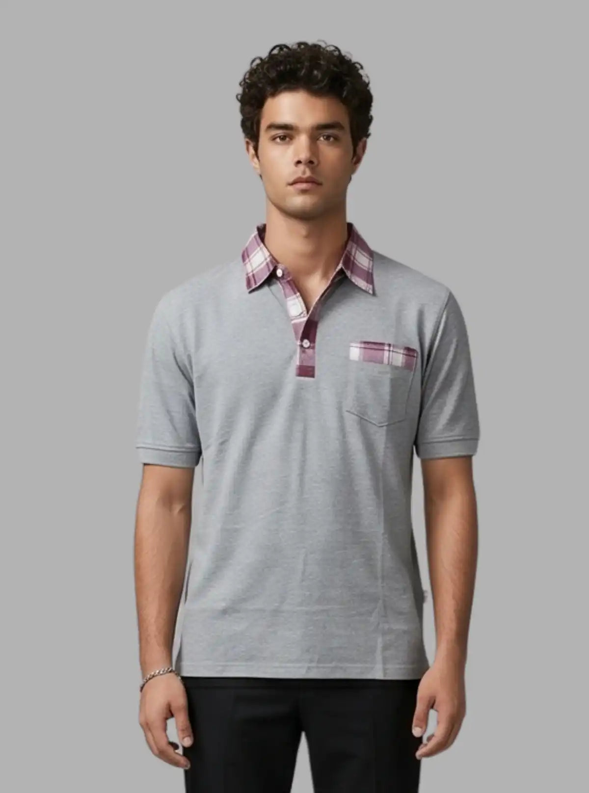 Grey Mélange Coral Collar Polo T-Shirt for Men – Stylish Casual by Boer and Fitch (Copy)