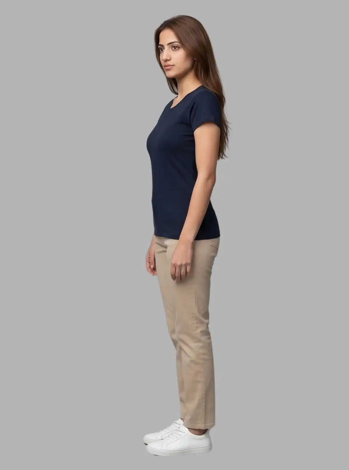Women's Navy Crew Neck Cotton Jersey Short Sleeve T-Shirt by Boer and Fitch