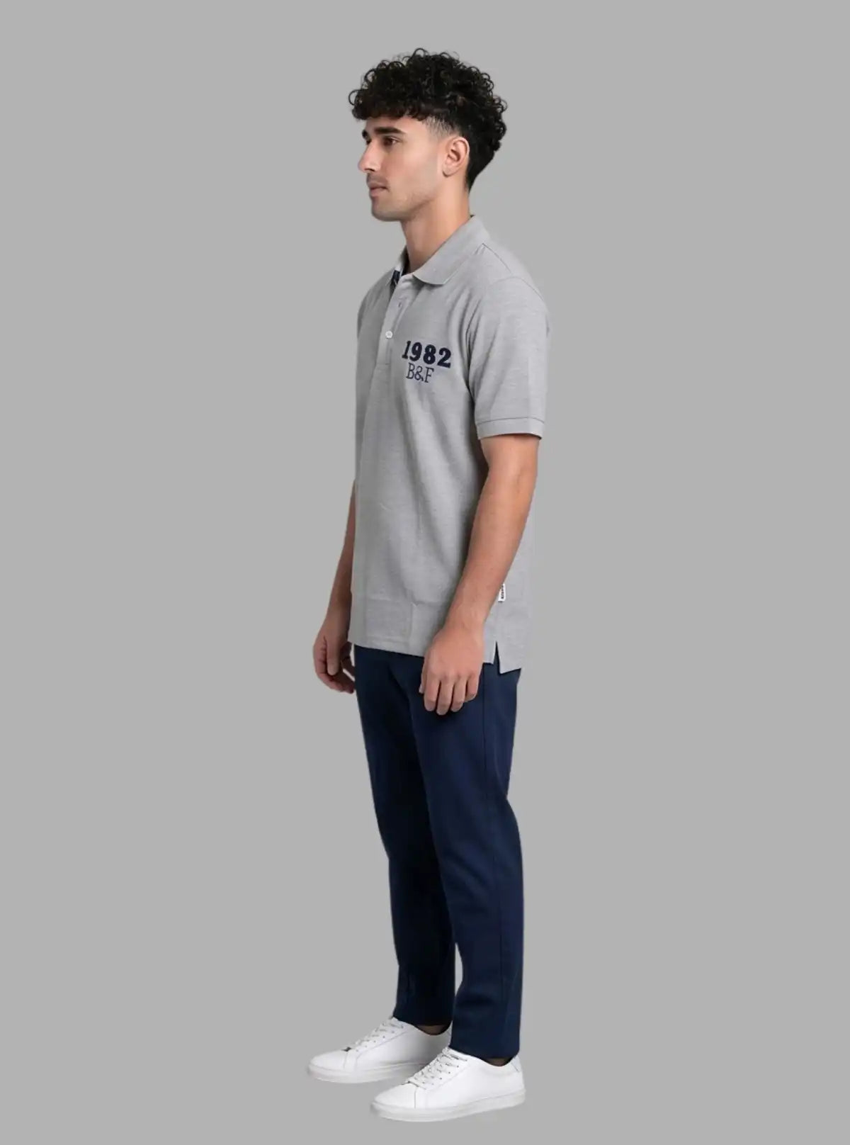 Grey Melange Chest Embroidery Polo T-Shirt for Men – Boer and Fitch