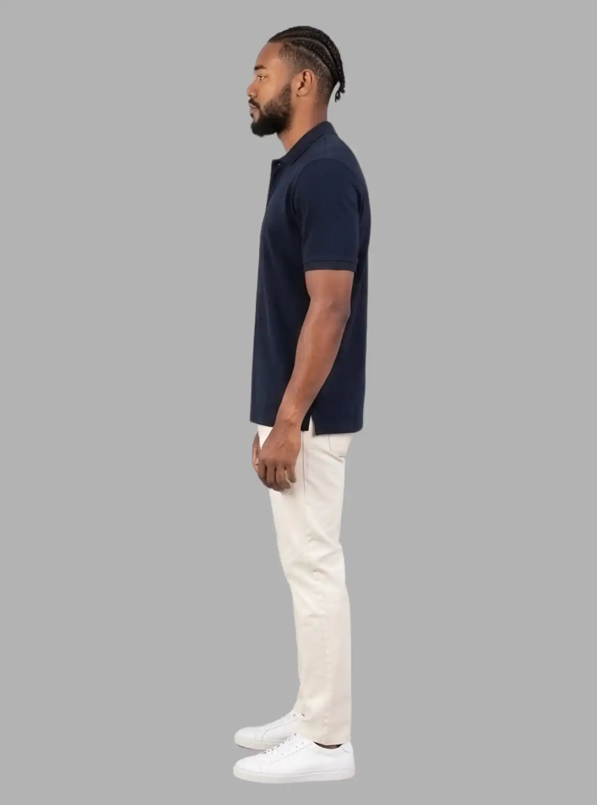 Men’s Navy Polo T-Shirt with Collar & Cuff | 100% Cotton Piqué Knit | Boer & Fitch