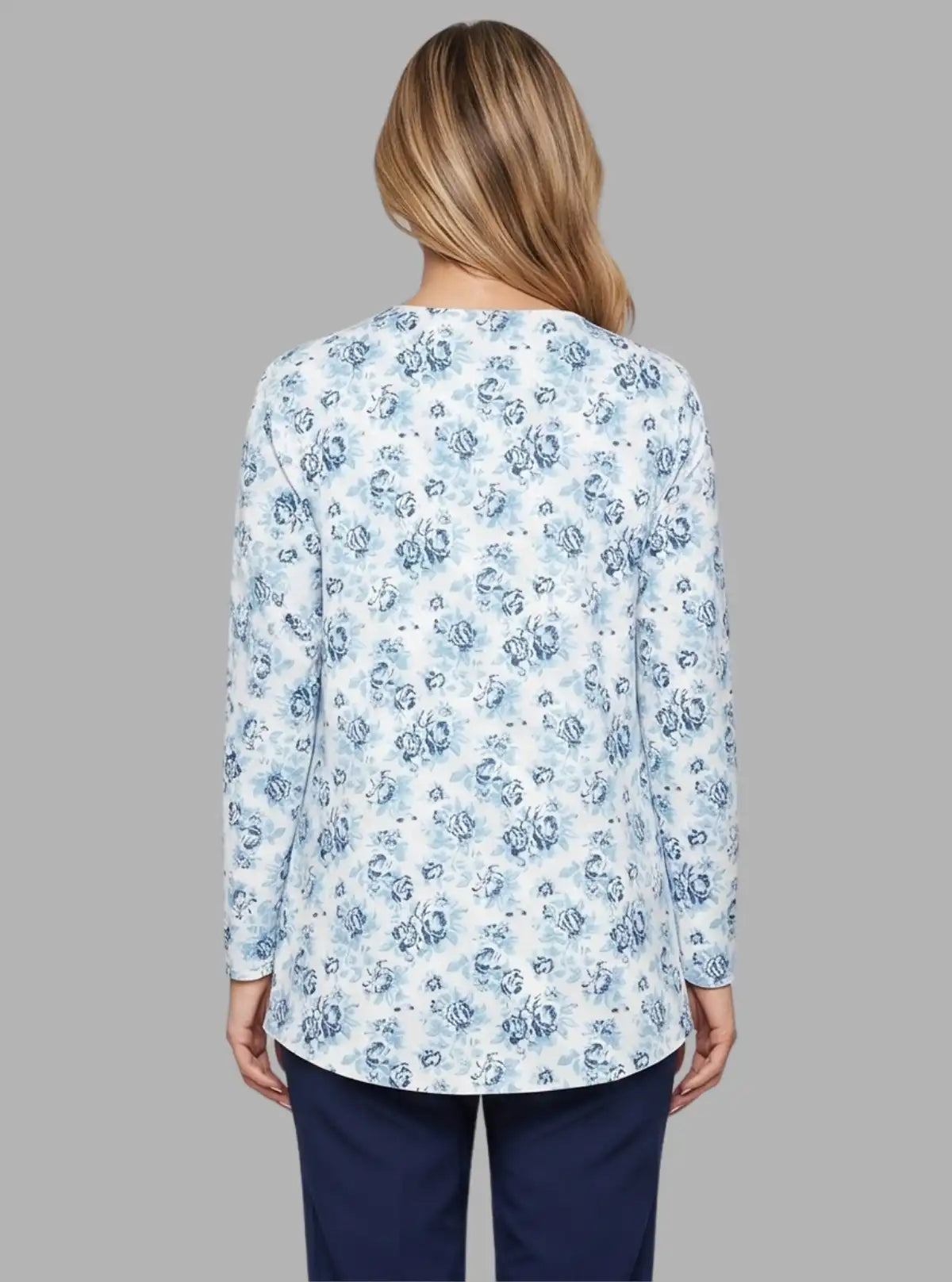 Women's 100% Cotton Blue Floral Cardigan - Boer & Fitch