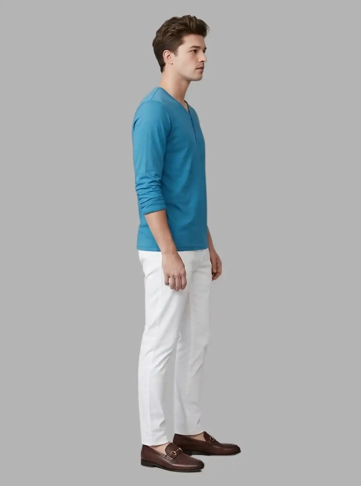 Men’s Blue Slim Fit Henley T-Shirt – Smart, Sleek & Comfortable