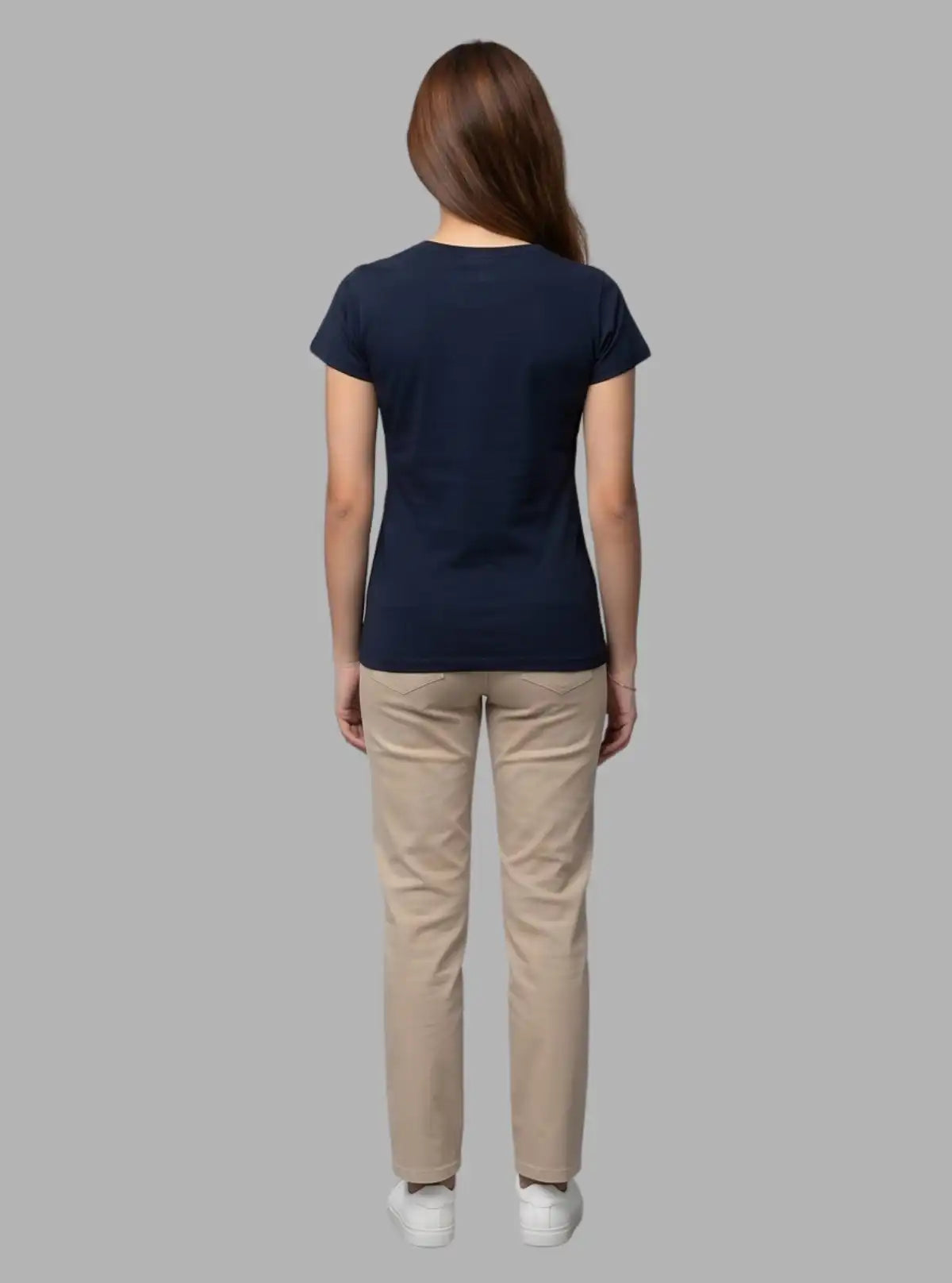 Women's Navy Crew Neck Cotton Jersey Short Sleeve T-Shirt by Boer and Fitch
