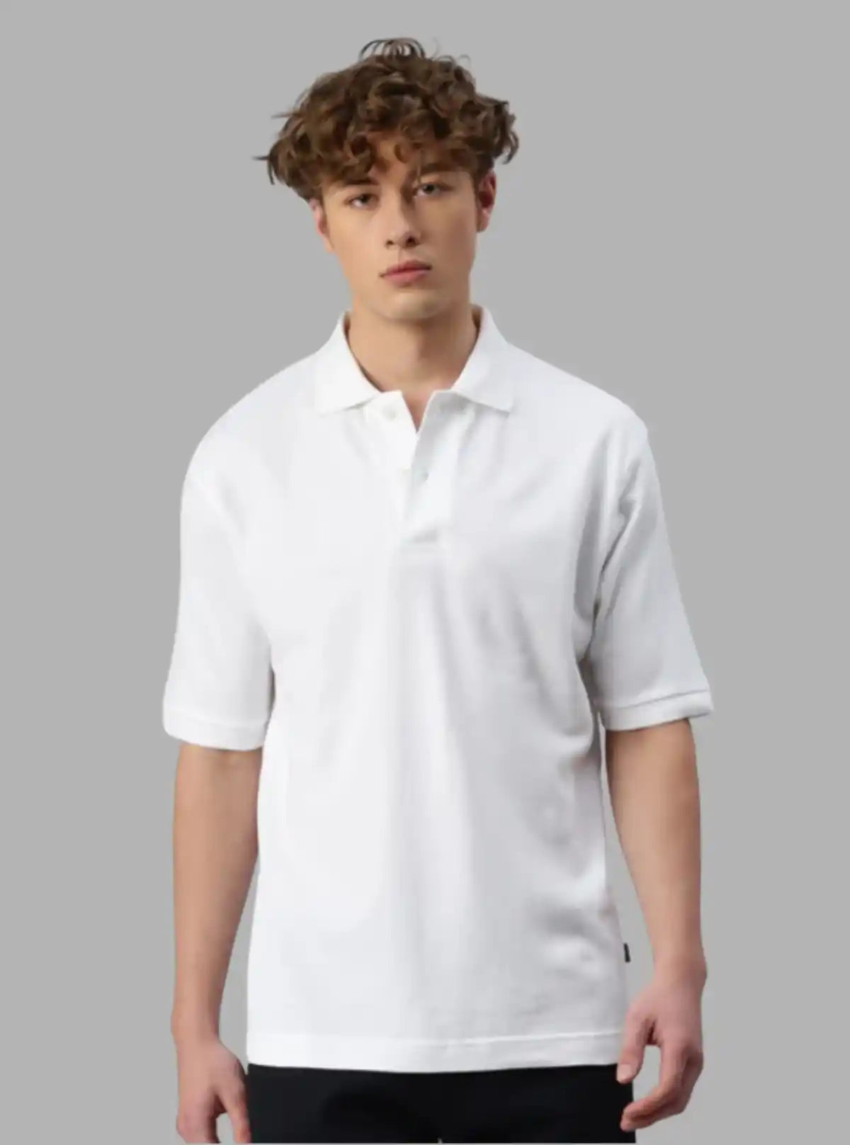 Men’s White Pique Polo T-Shirt – Classic Fit, Breathable Cotton Elegance
