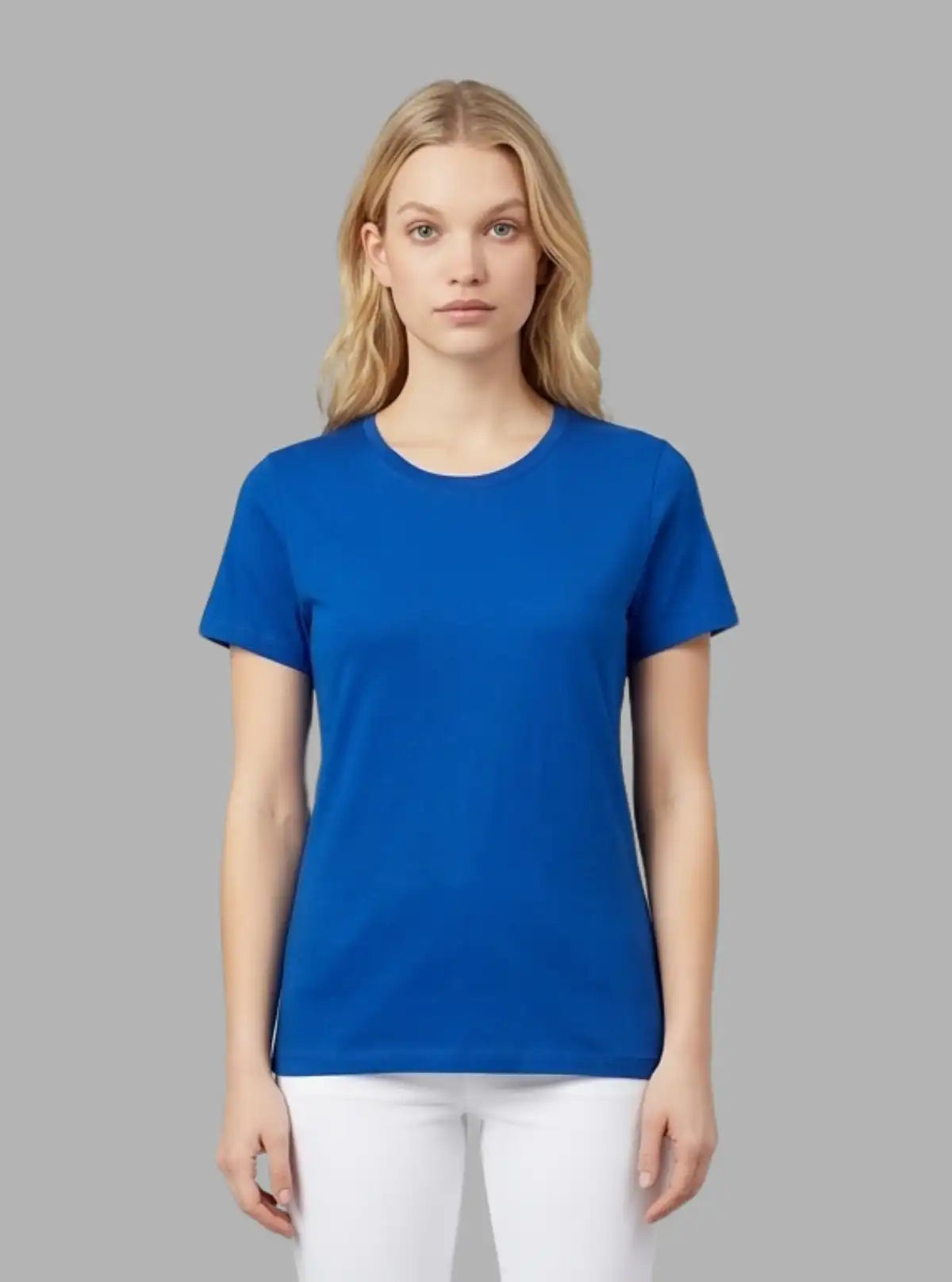 Women's Royal Blue Crew Neck Cotton Jersey Short Sleeve T-Shirt by Boer and Fitch