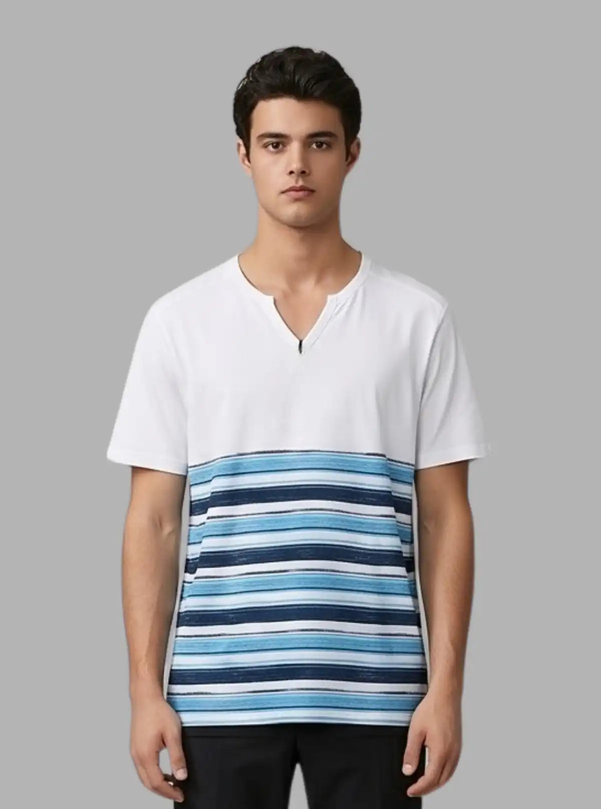 Blue Stripe V-Neck T-Shirt for Men – Casual Style by Boer and Fitch