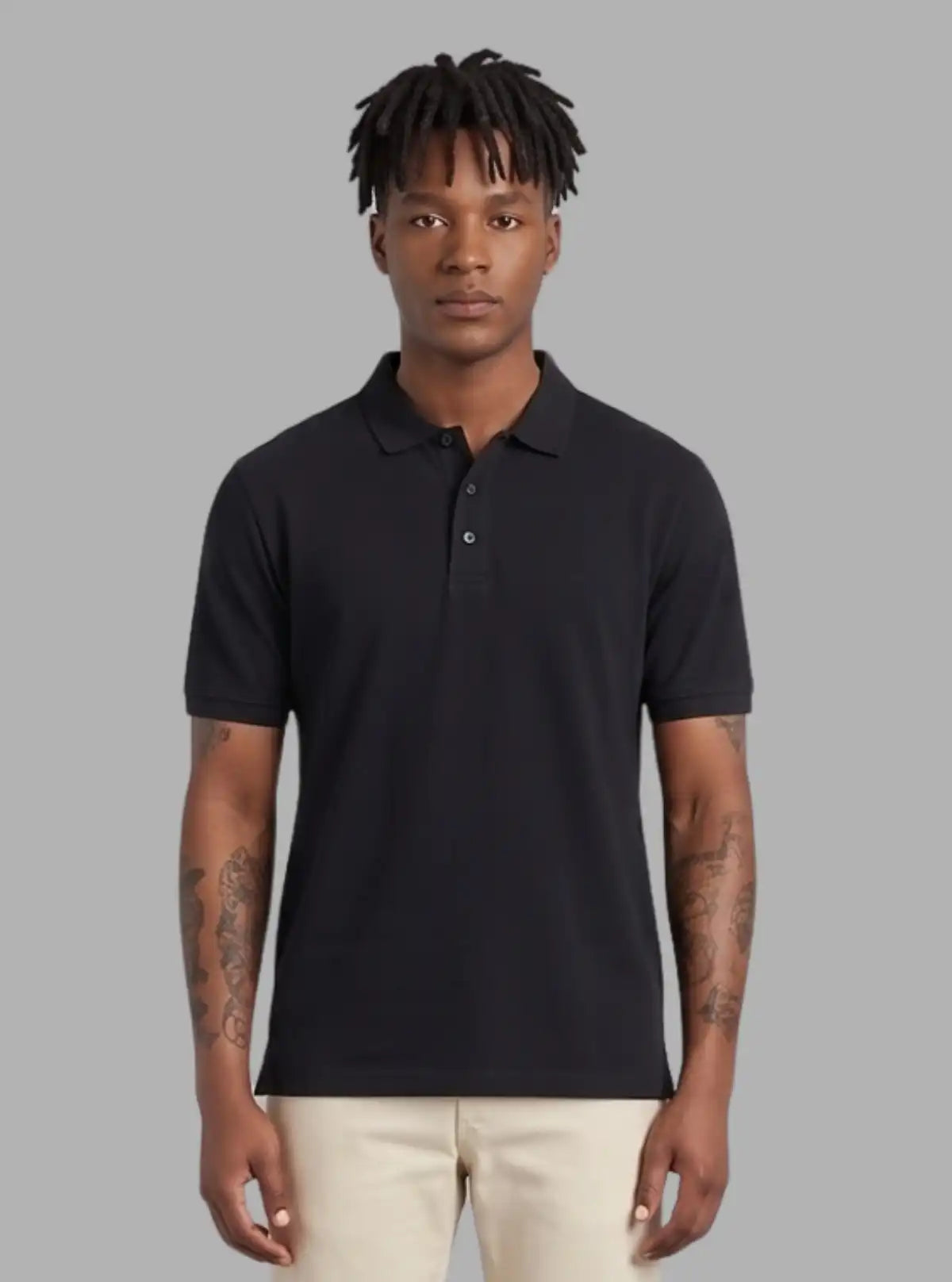 Men’s Black Pique Polo T-Shirt – Classic Fit, Premium Cotton Elegance
