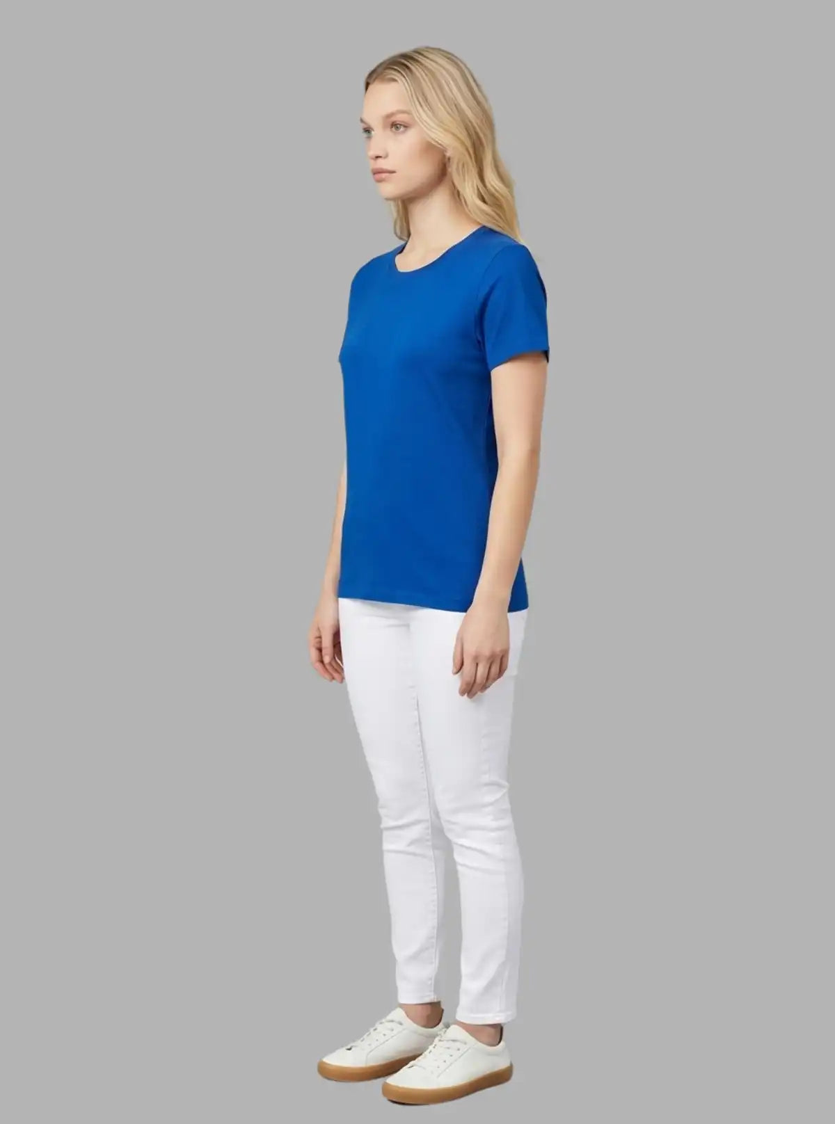 Women's Royal Blue Crew Neck Cotton Jersey Short Sleeve T-Shirt by Boer and Fitch