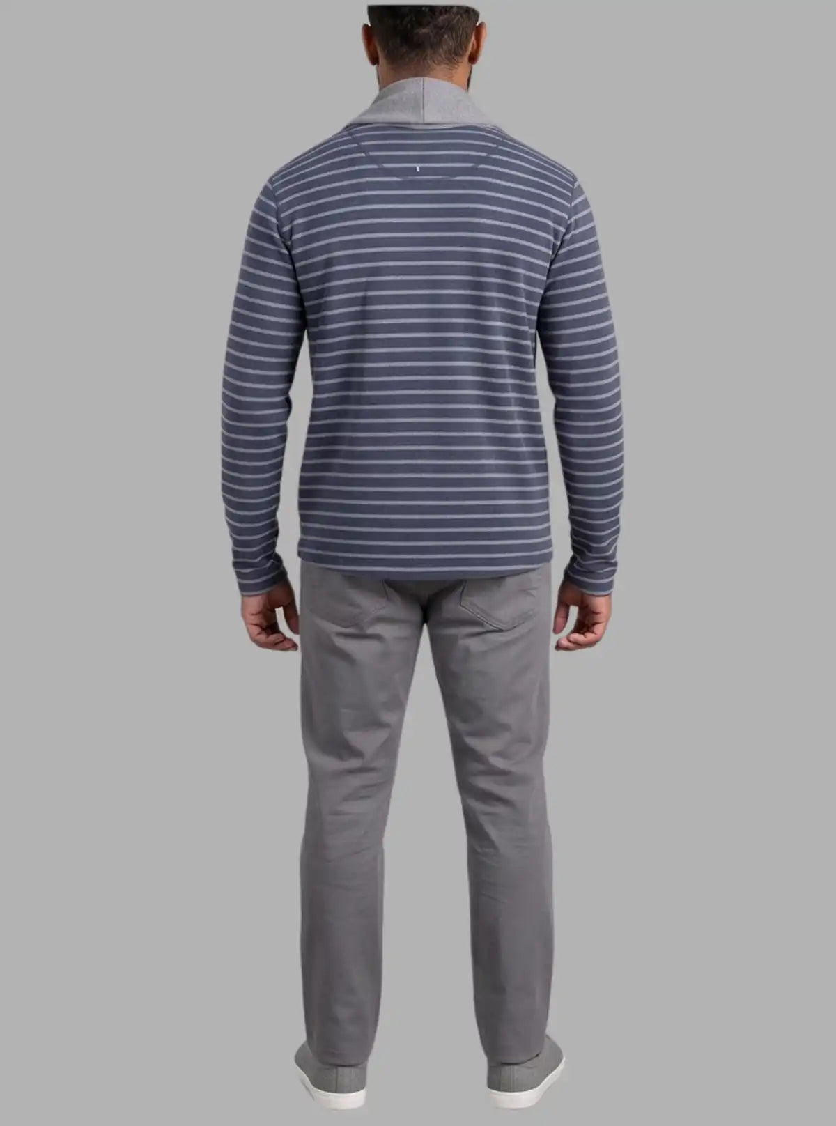 Navy Striped Shawl Collar Cardigan for Men – Stylish Knitwear by Boer and Fitch