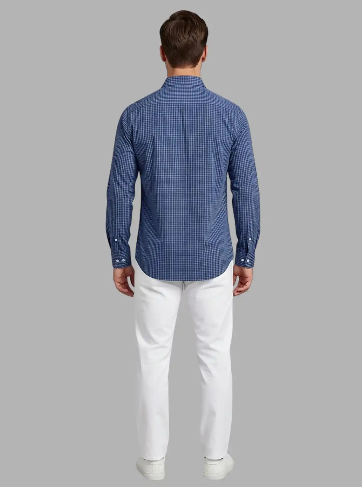 Ink Blue Micro Checked Slim Fit Full Sleeve Shirt for Men – Casual & Smart by Boer and Fitch