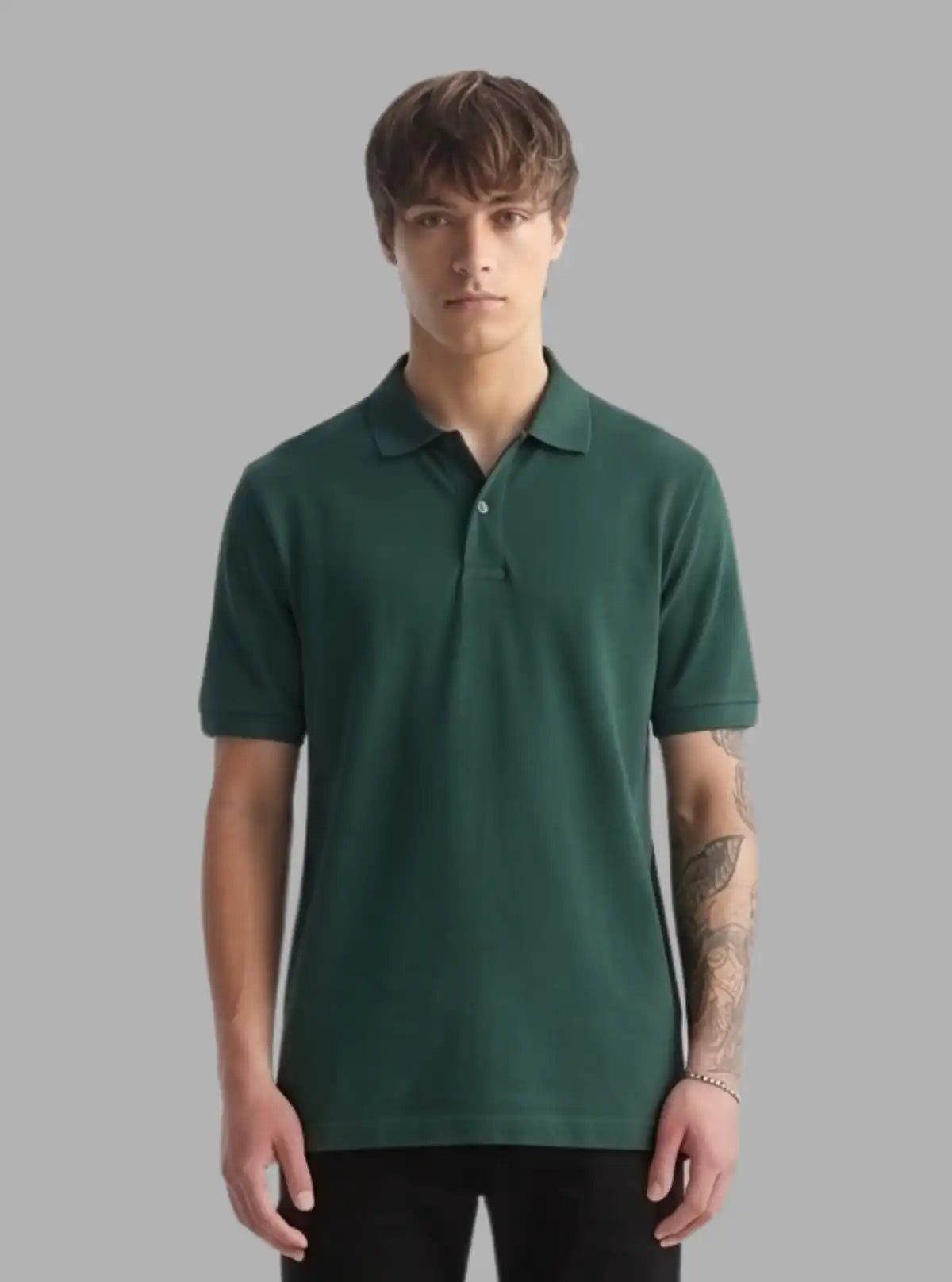 Men’s Bottle Green Polo T-Shirt with Collar & Cuff | 100% Cotton Piqué | Boer & Fitch