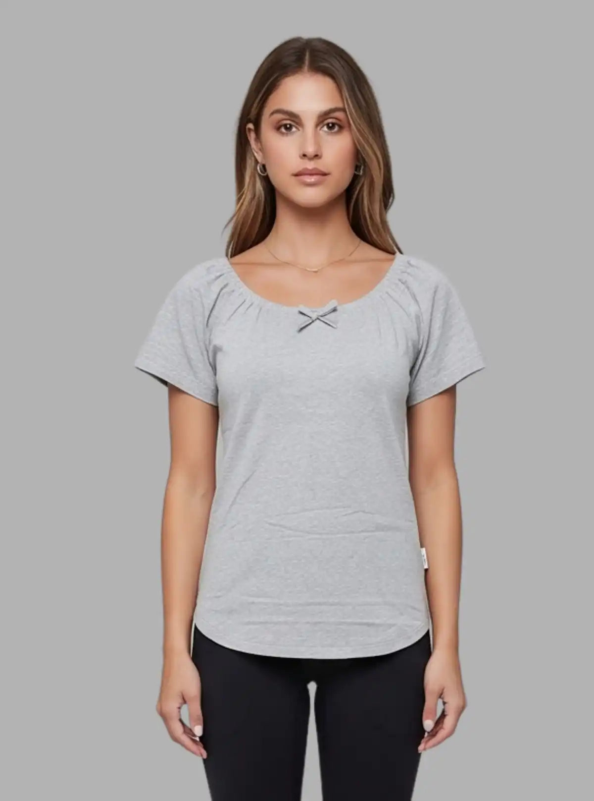 Women’s Grey Melange Pleated Top – Elegant & Comfortable | Boer & Fitch