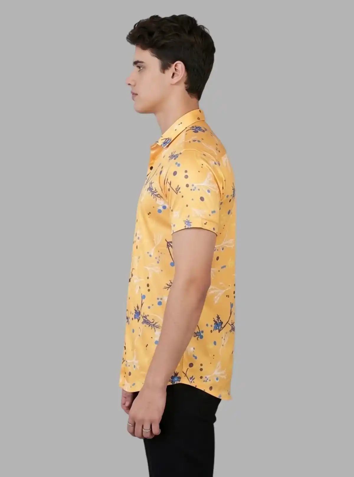 Men’s Yellow Classic Printed Poly Shirt – Lightweight Statement Wear by Boer & Fitch