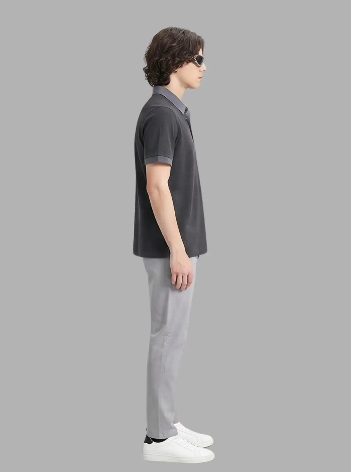 Dark Grey Melange Polo T-Shirt for Men – Casual Style by Boer and Fitch
