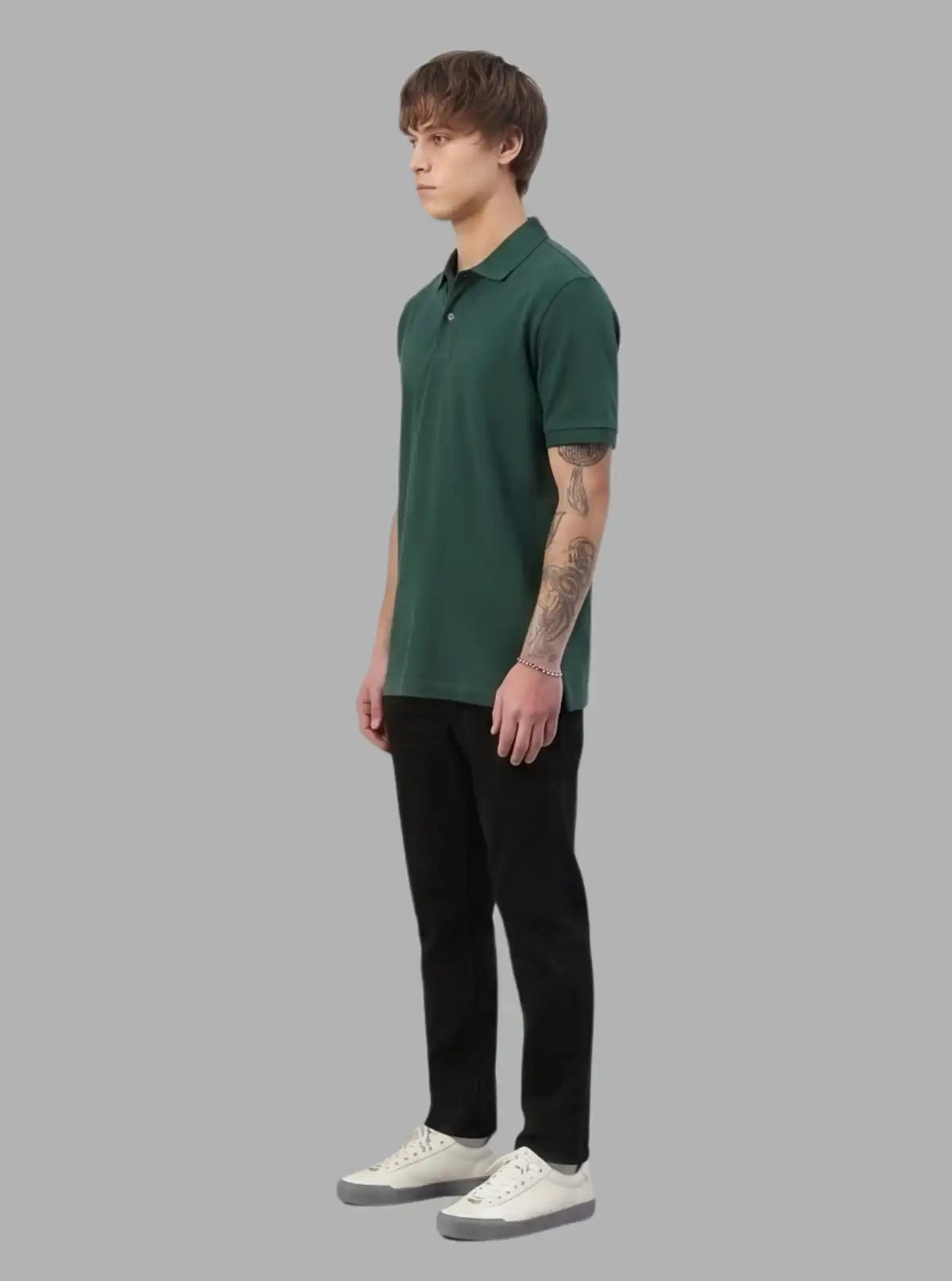 Men’s Bottle Green Polo T-Shirt with Collar & Cuff | 100% Cotton Piqué | Boer & Fitch