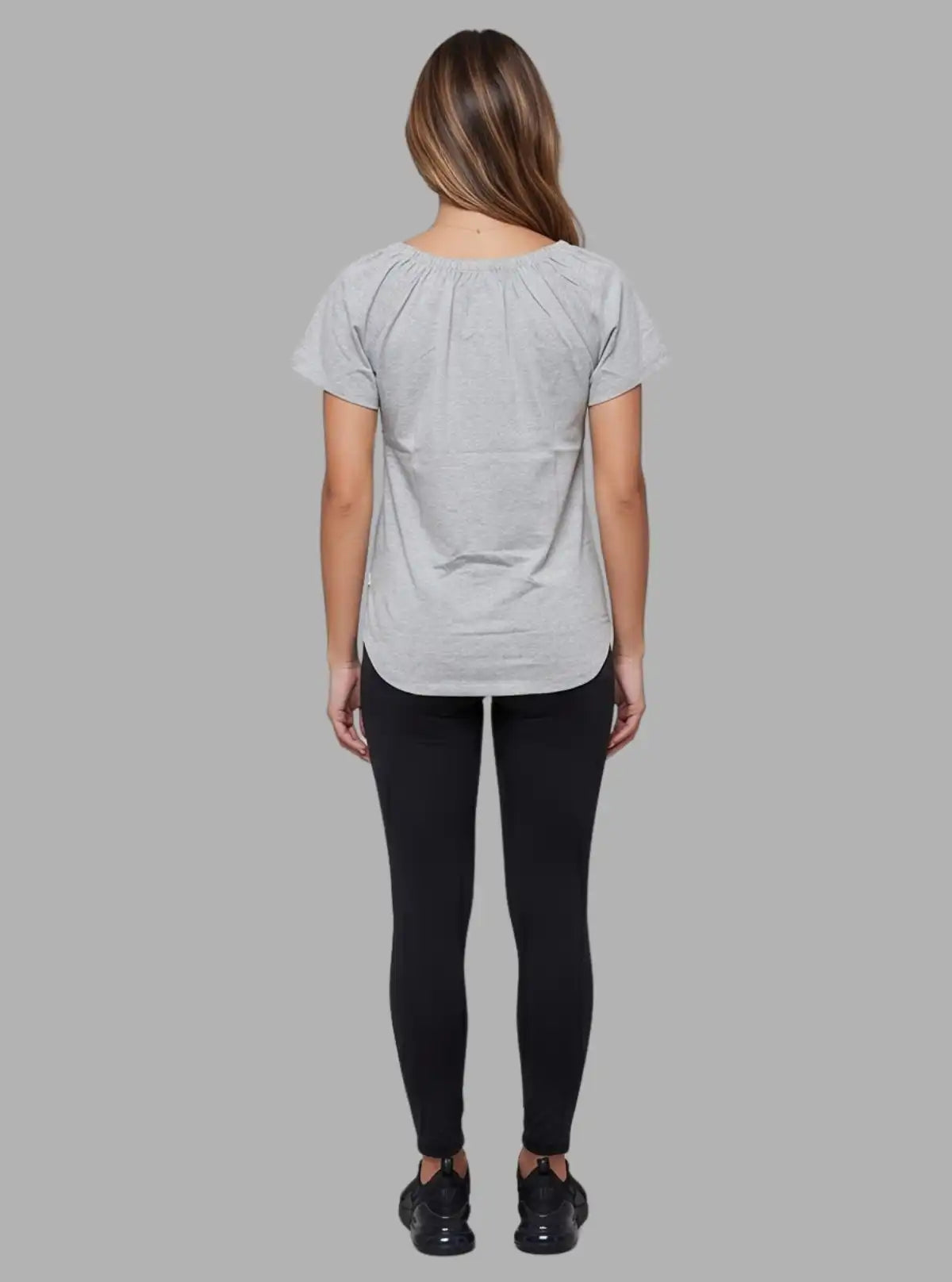 Women’s Grey Melange Pleated Top – Elegant & Comfortable | Boer & Fitch