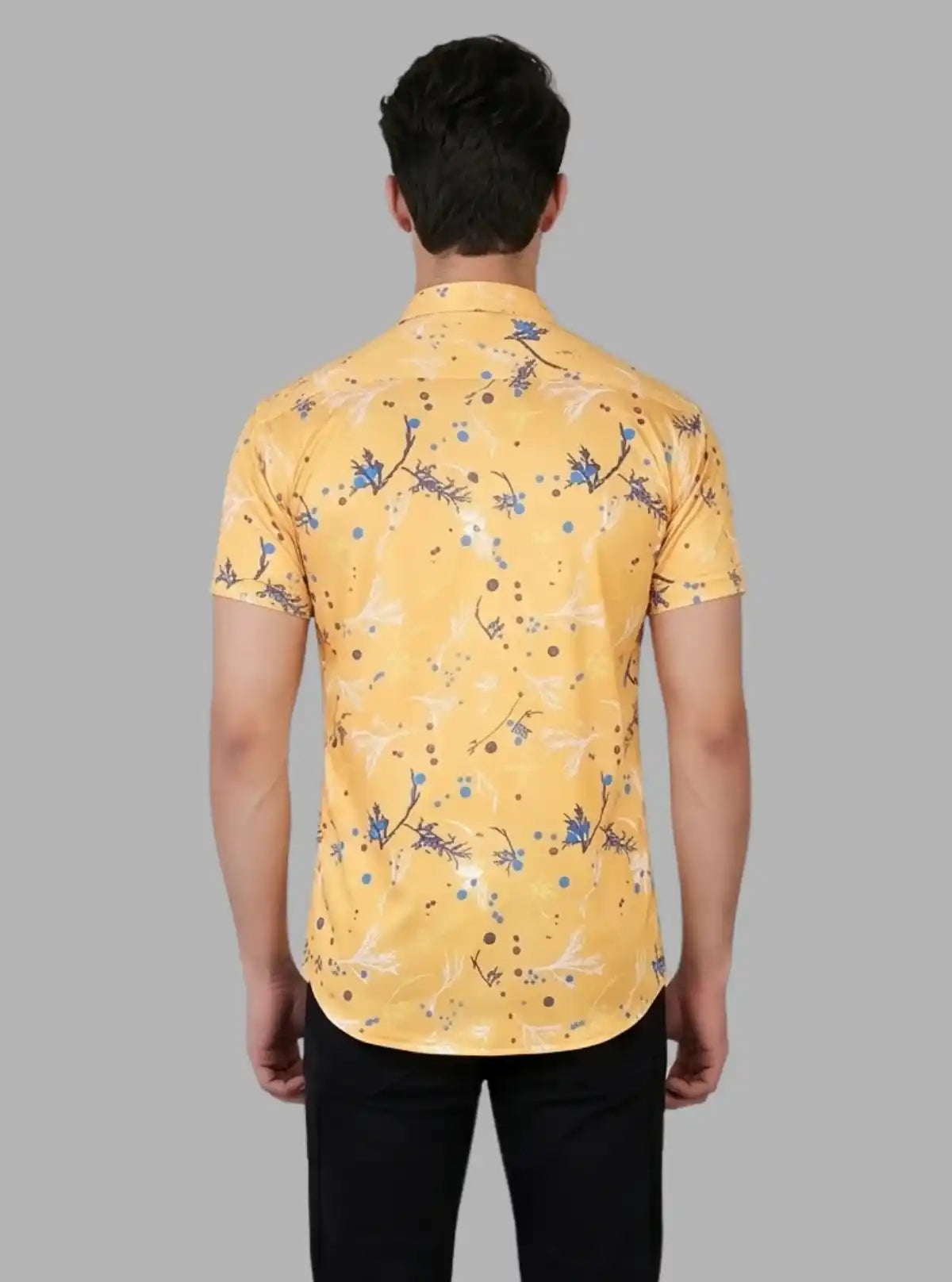 Men’s Yellow Classic Printed Poly Shirt – Lightweight Statement Wear by Boer & Fitch