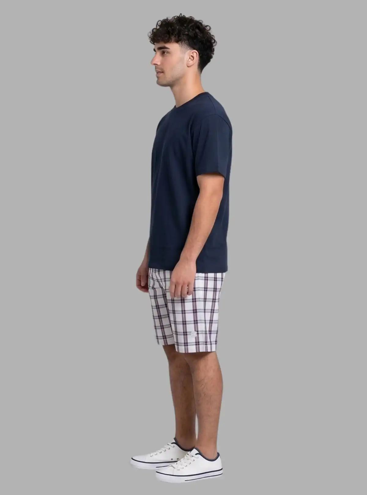 Men’s White Checked Cotton Shorts – Casual Comfort by Boer and Fitch