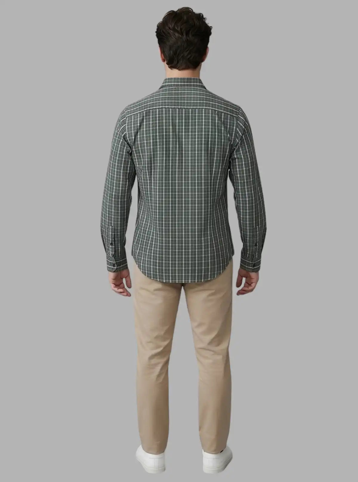 Soft Green Checked Slim Fit Full Sleeve Shirt for Men – Casual & Smart by Boer and Fitch