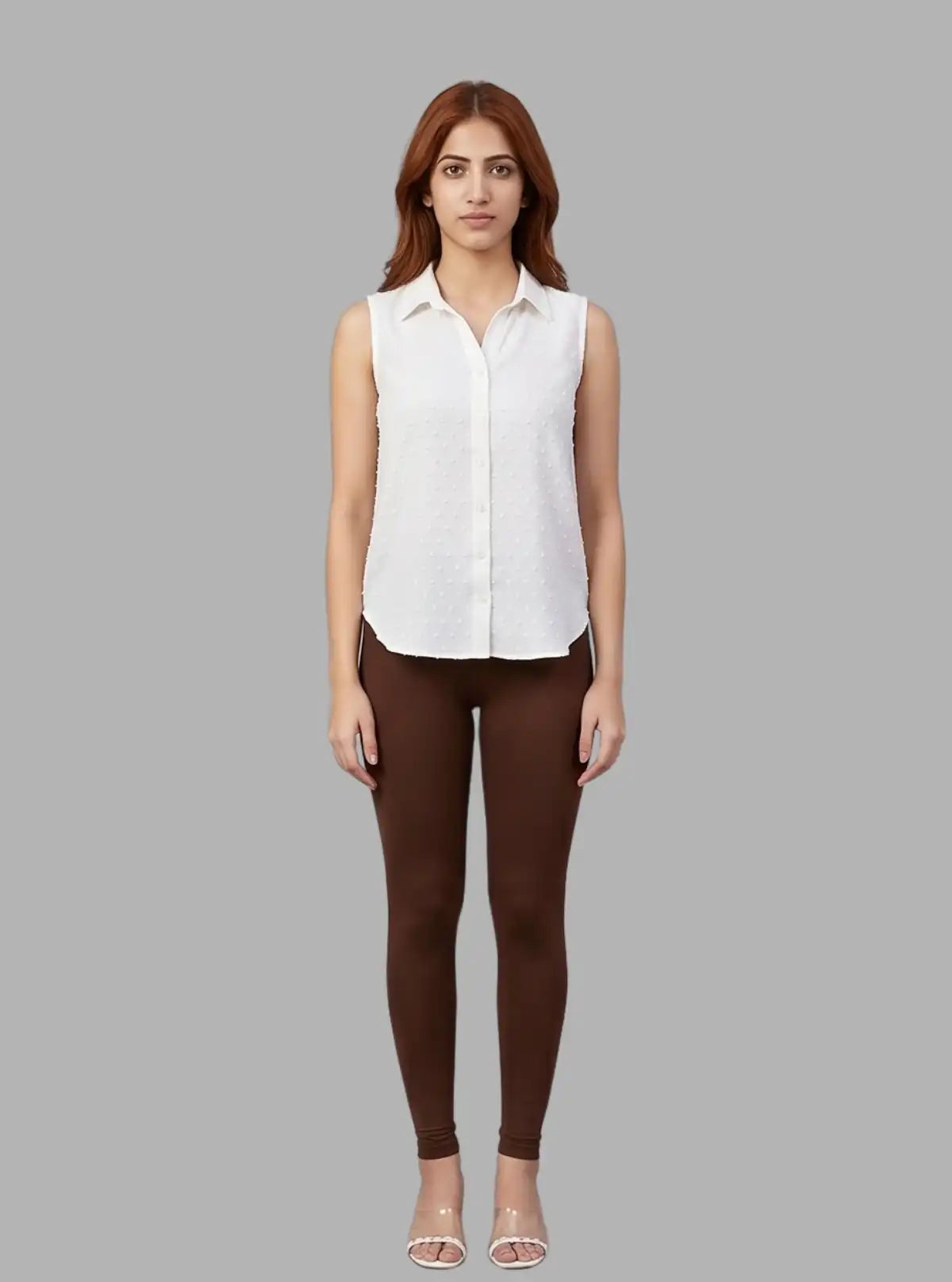Women's Brown Ankle Legging – Cotton Elastane Feather Touch by Boer & Fitch