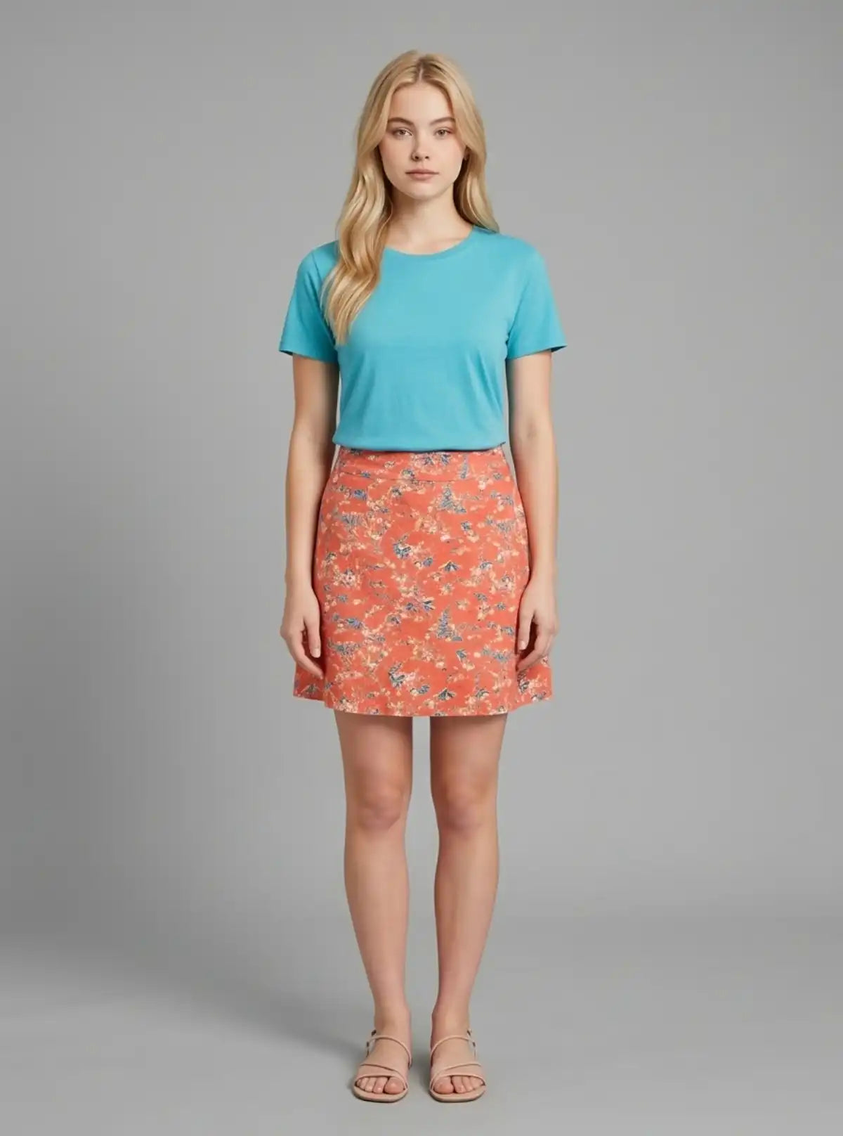 Women’s Orange Floral Print Skirt – Stylish & Chic | Boer & Fitch