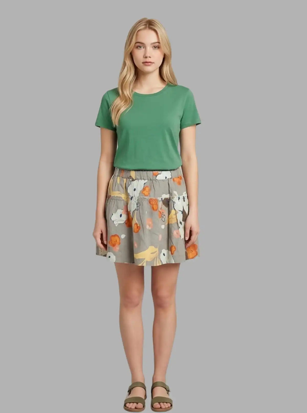 Women’s Grey Contrast Floral Short Skirt – Stylish & Chic | Boer & Fitch