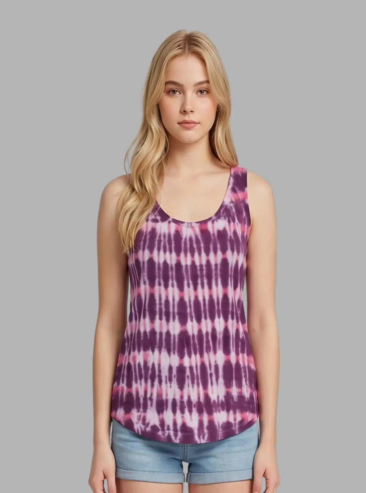 Women’s Purple Abstract Sleeveless Top – Trendy & Comfortable | Boer & Fitch
