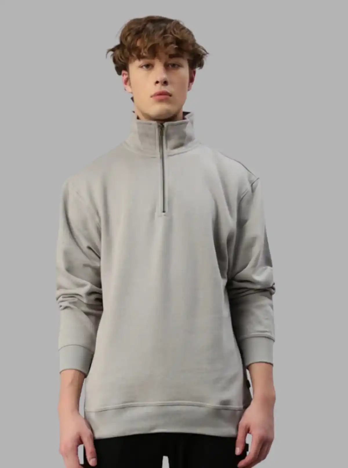 Men’s Grey Zipper Collar Cardigan – Smart Layers for Modern Comfort