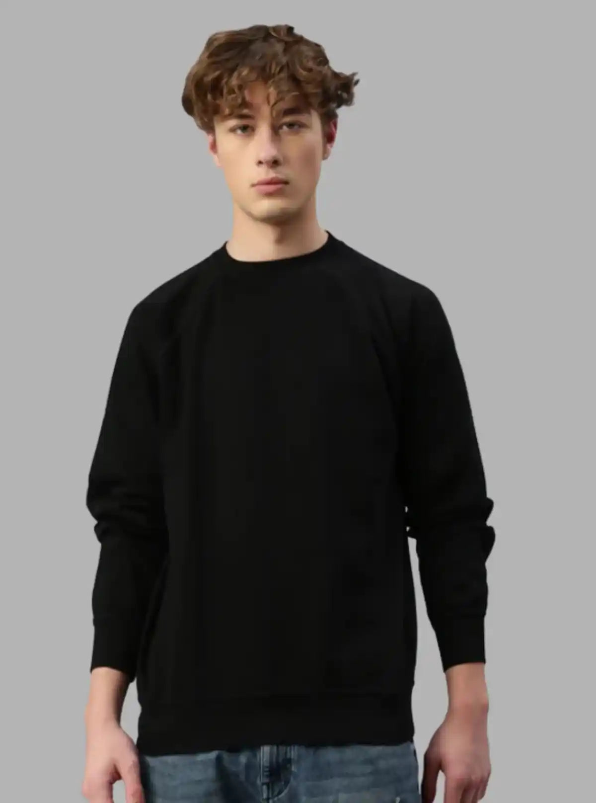 Men’s Black Raglon Fleece Sweatshirt – Sleek Design, All-Day Warmth