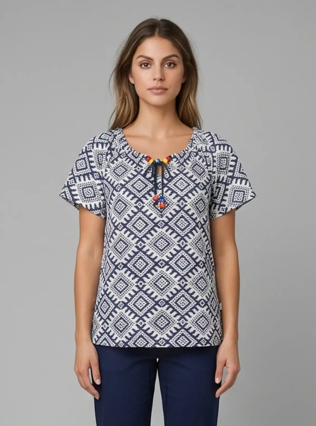 Women’s Black Symmetrical Printed Top – Stylish & Comfortable | Boer & Fitch