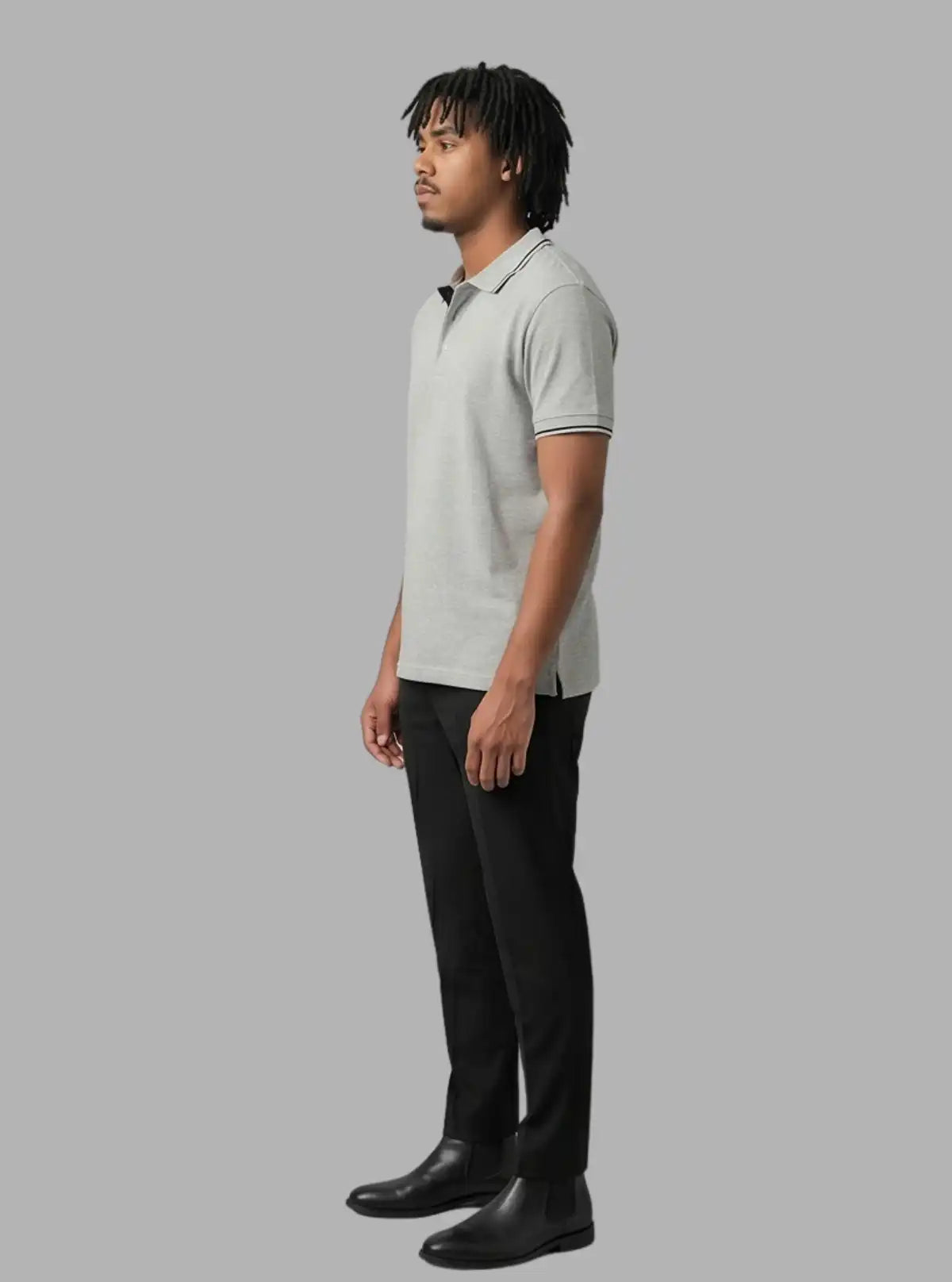 Boer and Fitch Essential Grey Melange Polo with Tipping | 100% Cotton Pique