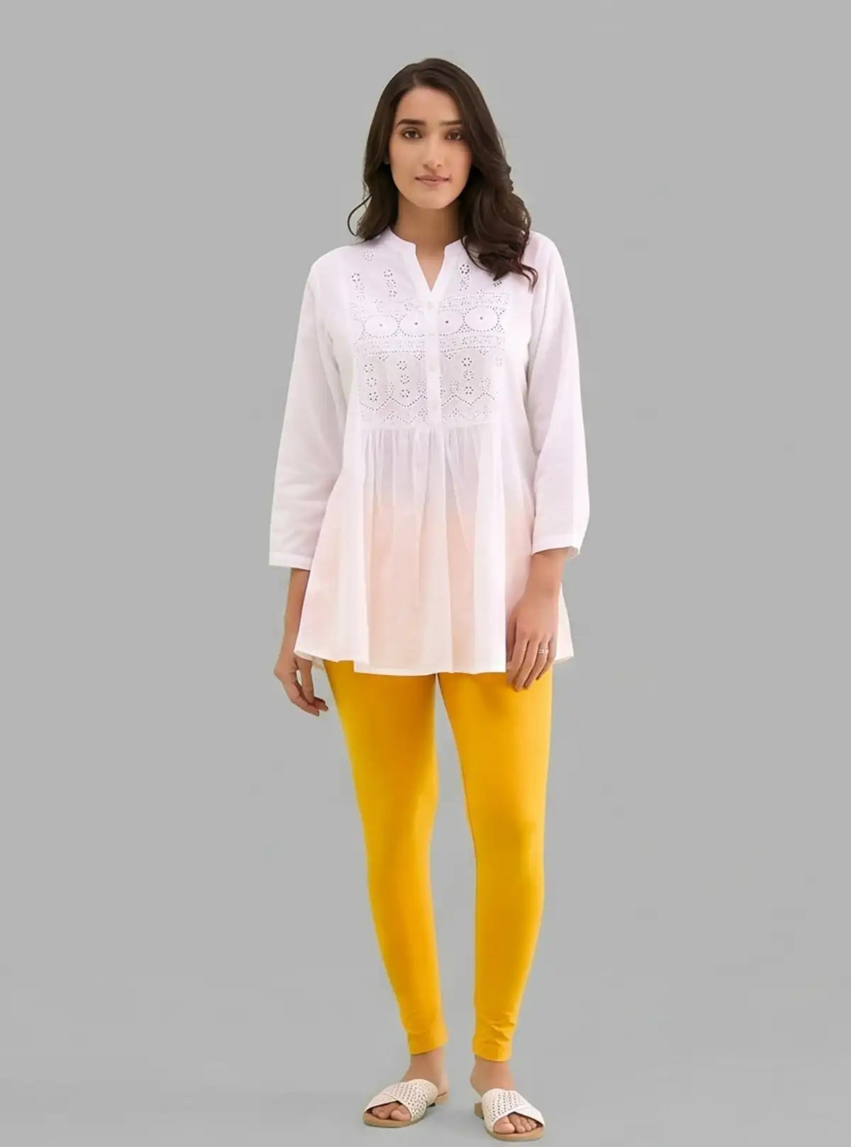 Women's Lemon Yellow Ankle Legging – Soft Cotton Stretch by Boer & Fitch