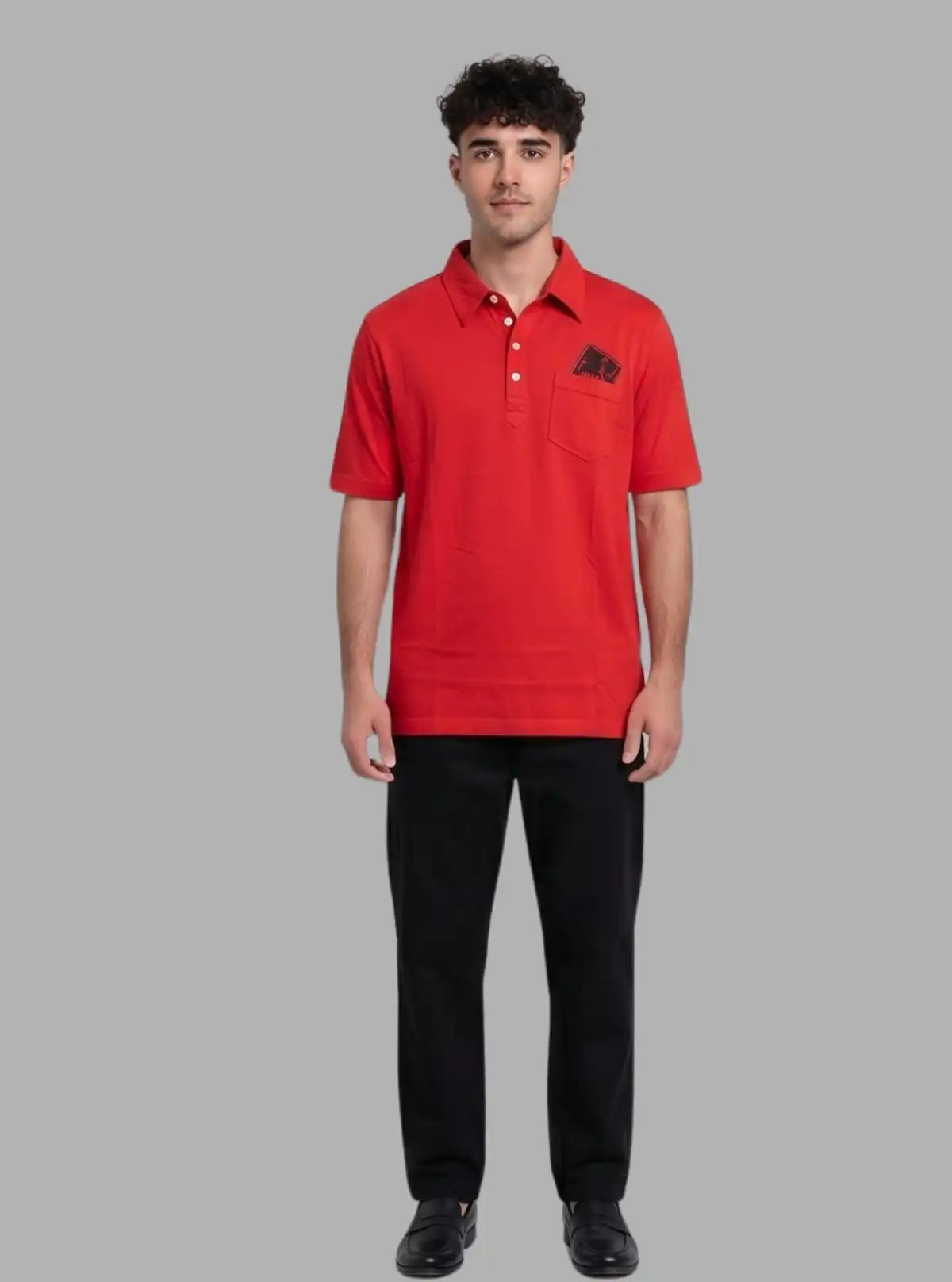 Printed Red Self Collar Polo T-Shirt for Men – Stylish Polo by Boer and Fitch