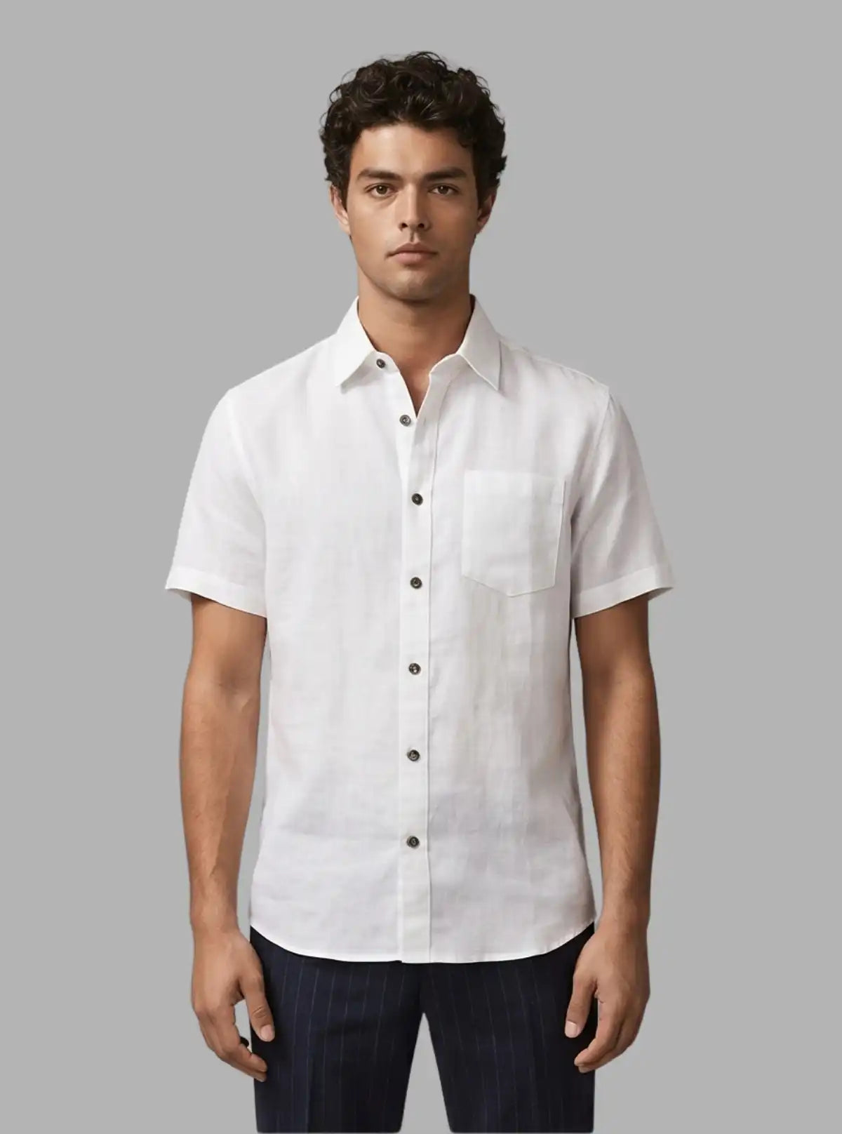 White Linen Blend Half Sleeve Shirt for Men – Boer and Fitch