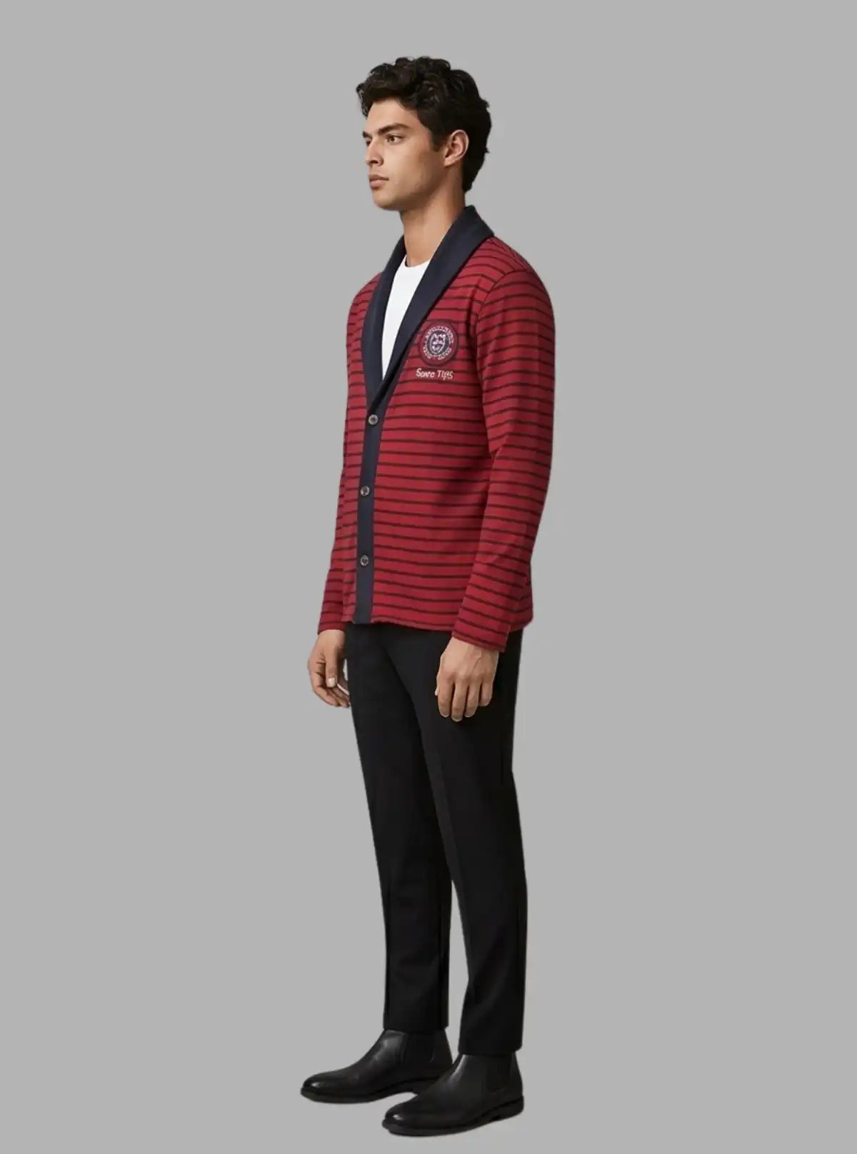 Red Shawl Collar Cardigan Set for Men – Boer and Fitch
