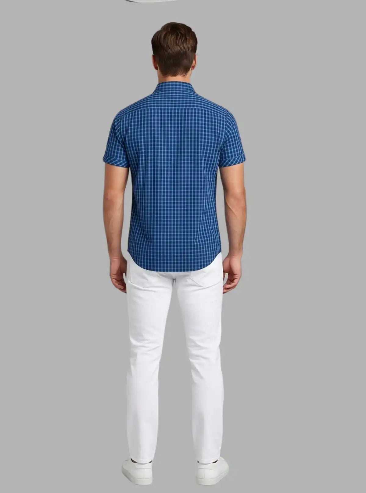 Blue Checked Slim Fit Half Sleeve Shirt for Men – Casual Style by Boer and Fitch