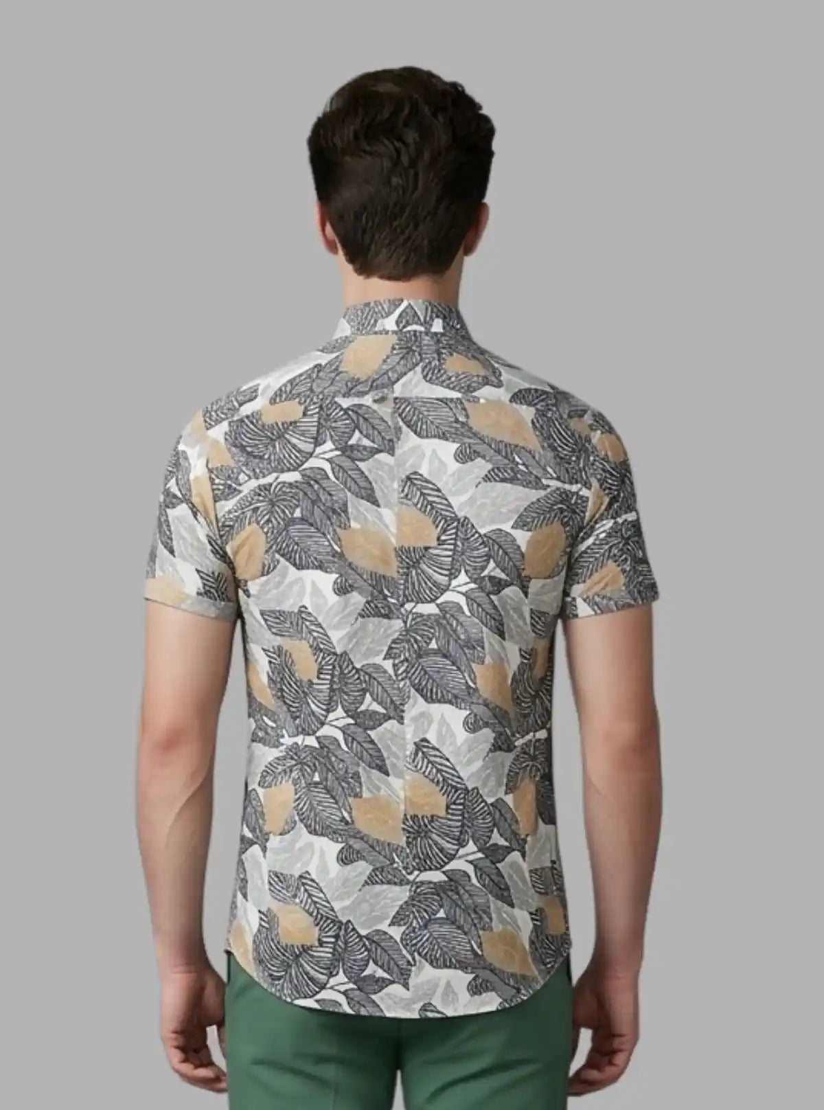 Men’s Ash Leafy Printed Poly Shirt – Tropical-Inspired Slim Fit by Boer & Fitch