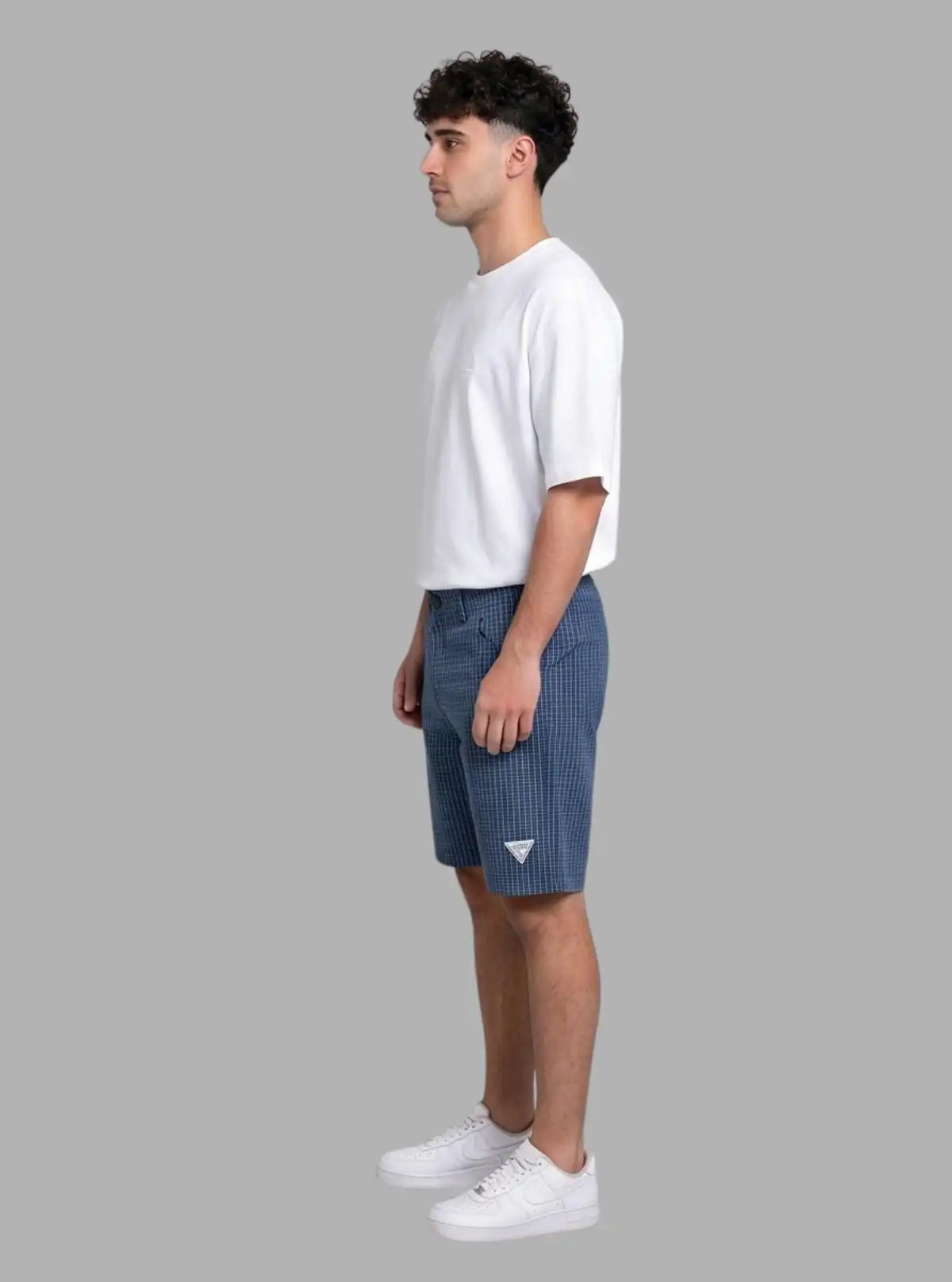 Blue Micro Checkered Shorts for Men – Casual Cotton Shorts by Boer and Fitch 