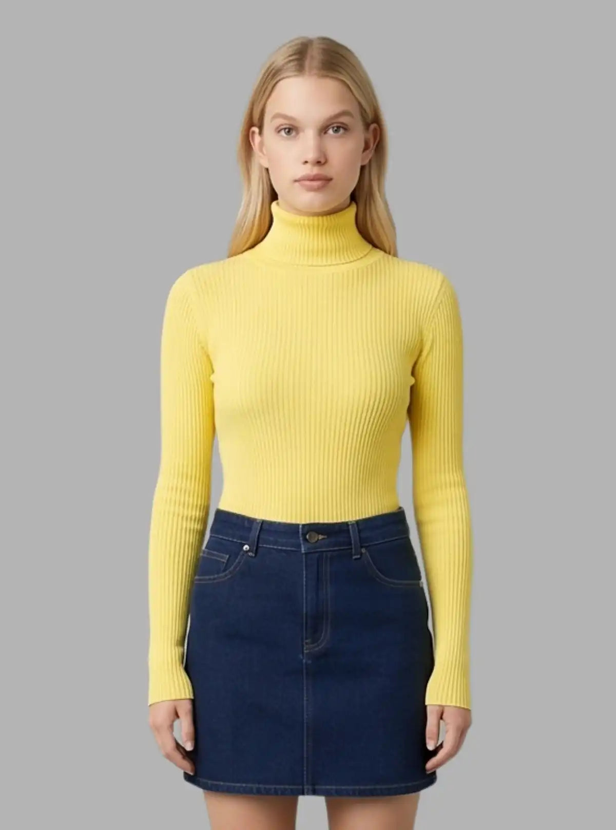 Women’s Bright Yellow Turtle Neck Top – Stylish & Comfortable | Boer & Fitch
