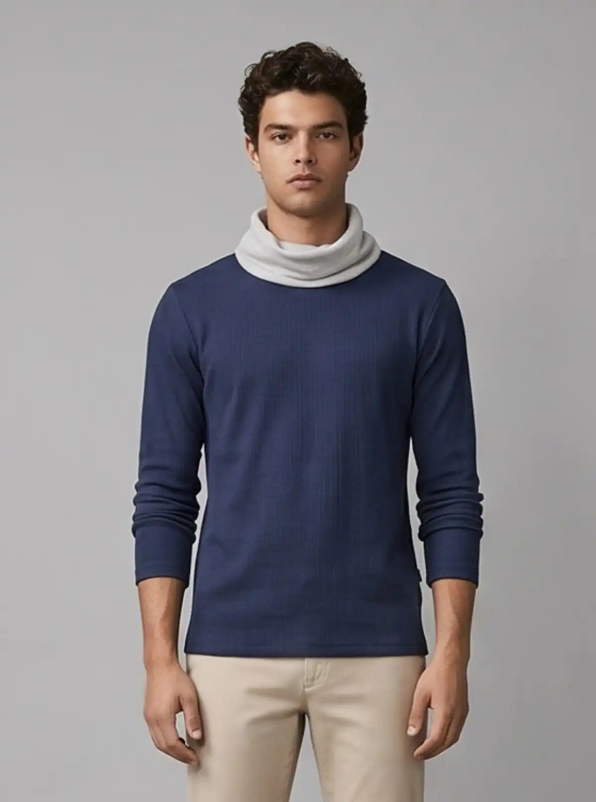 Blue Melange Roll Neck Hoody for Men – Boer and Fitch