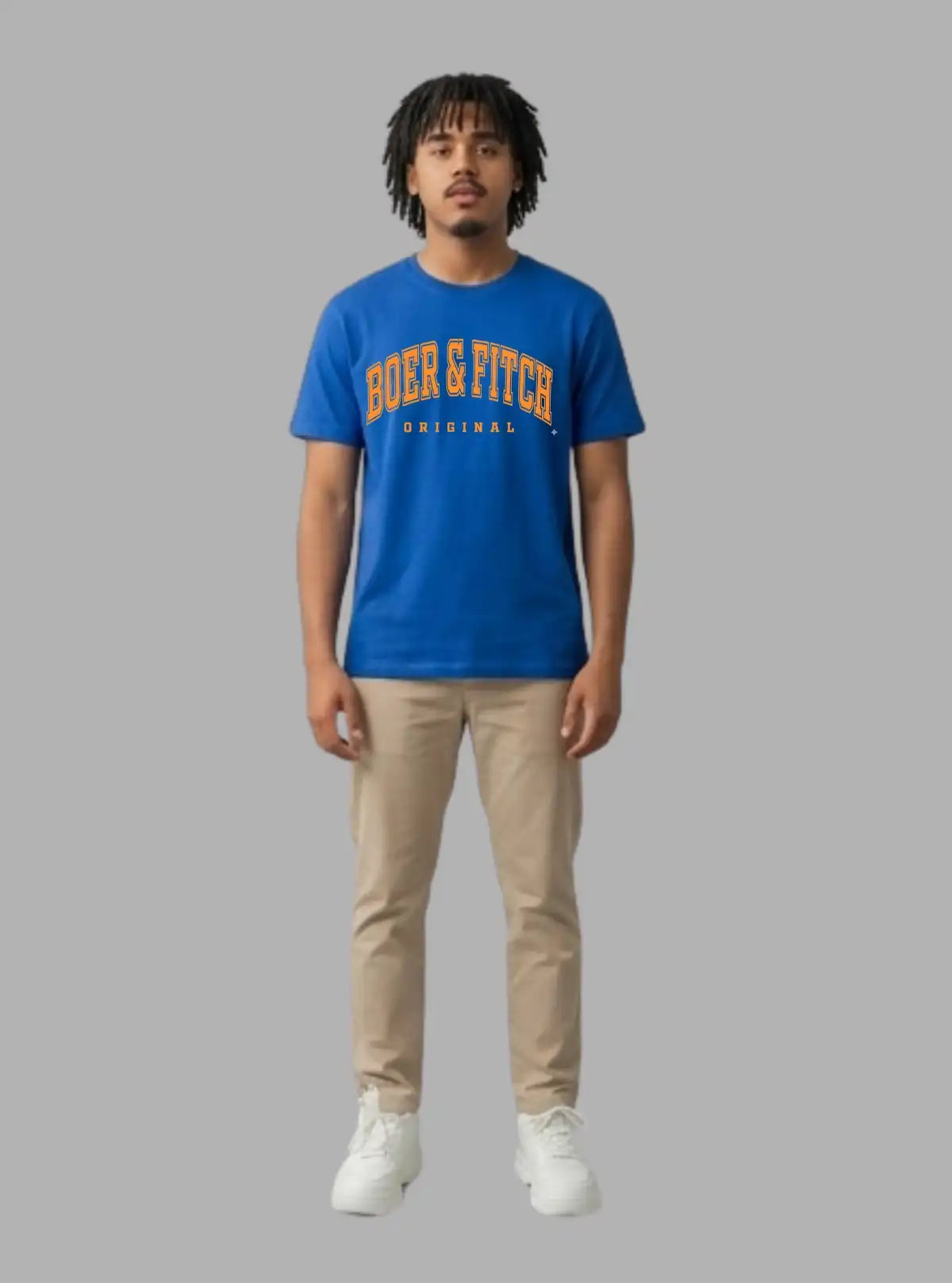 Boer and Fitch Men's Royal Blue Printed Cotton T-Shirt | Graphic Crew Neck Tee