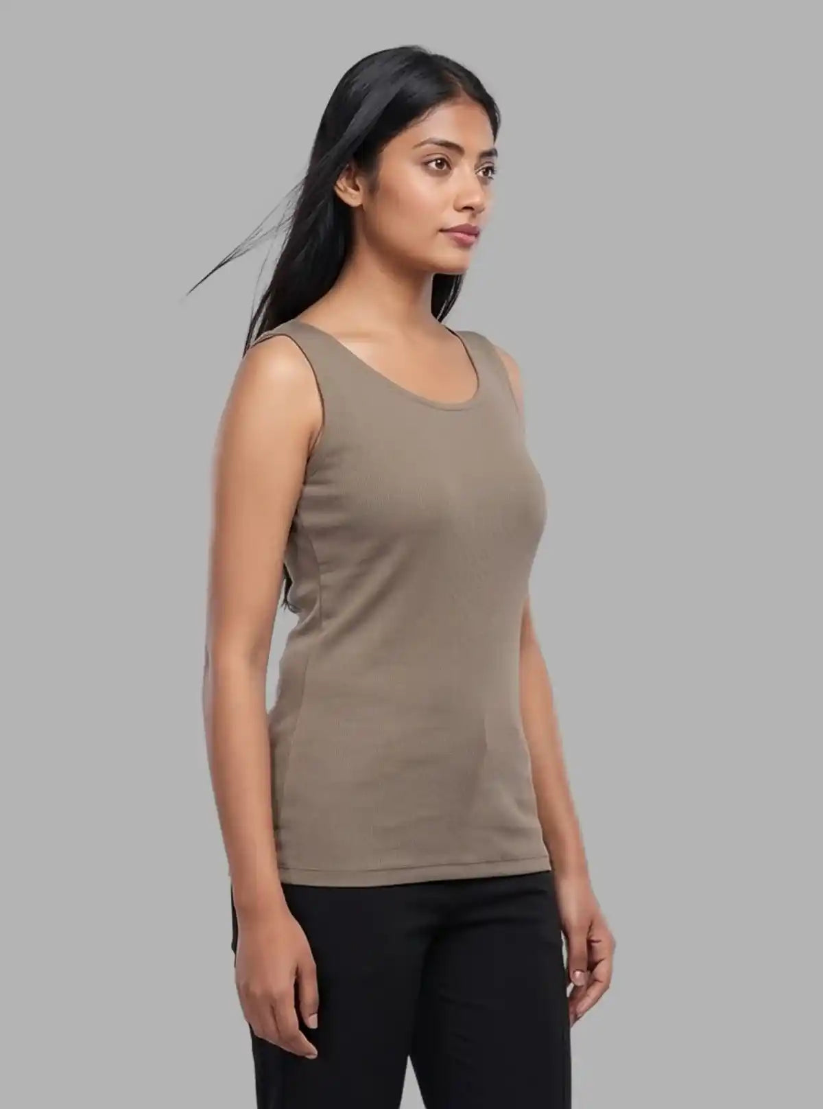 Women’s Solid Brown Sleeveless Stretch Top – Boer and Fitch