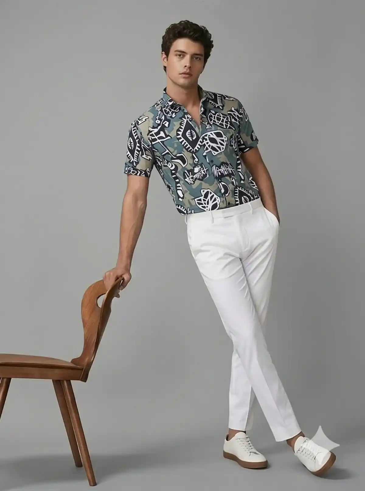 Men’s Short Sleeve Shirt with Multi-Color Tribal Print | Boer & Fitch